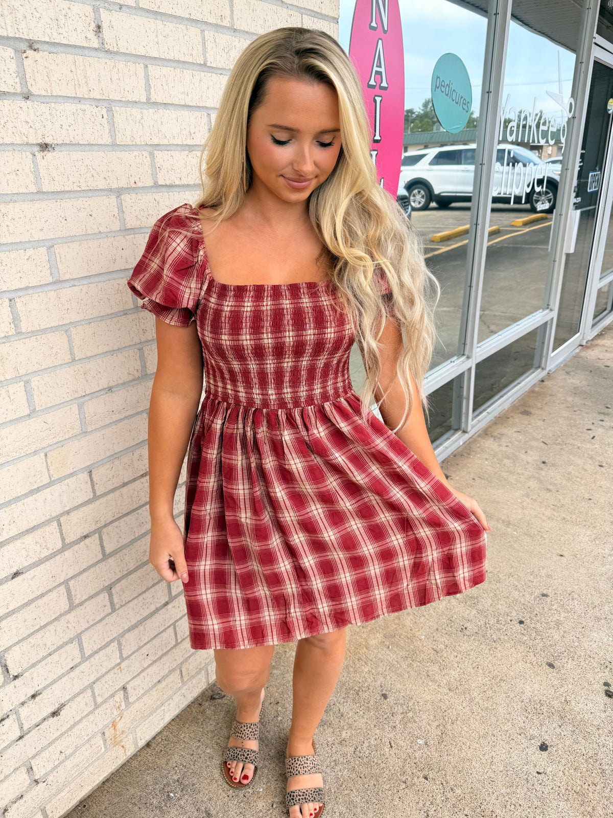 Rachel Red and Tan Plaid Dress