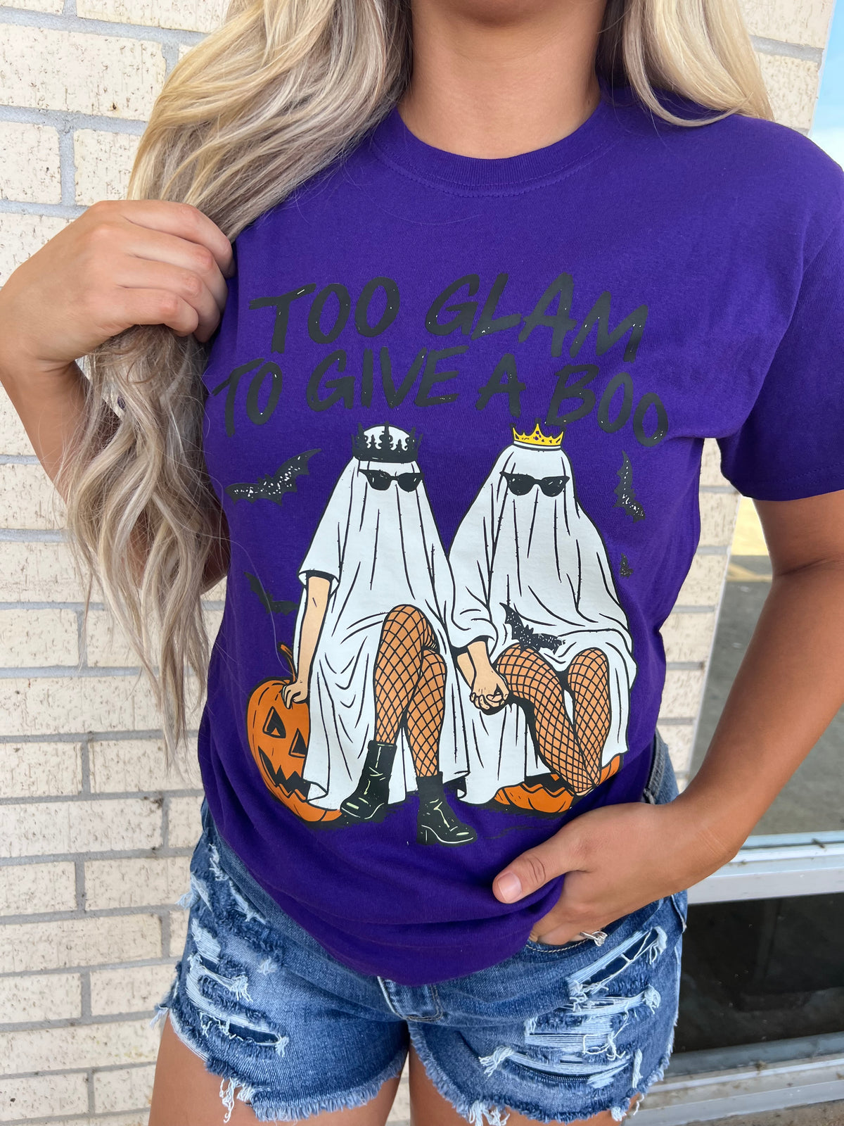 ghost too glam to give a BOO tee or sweatshirt