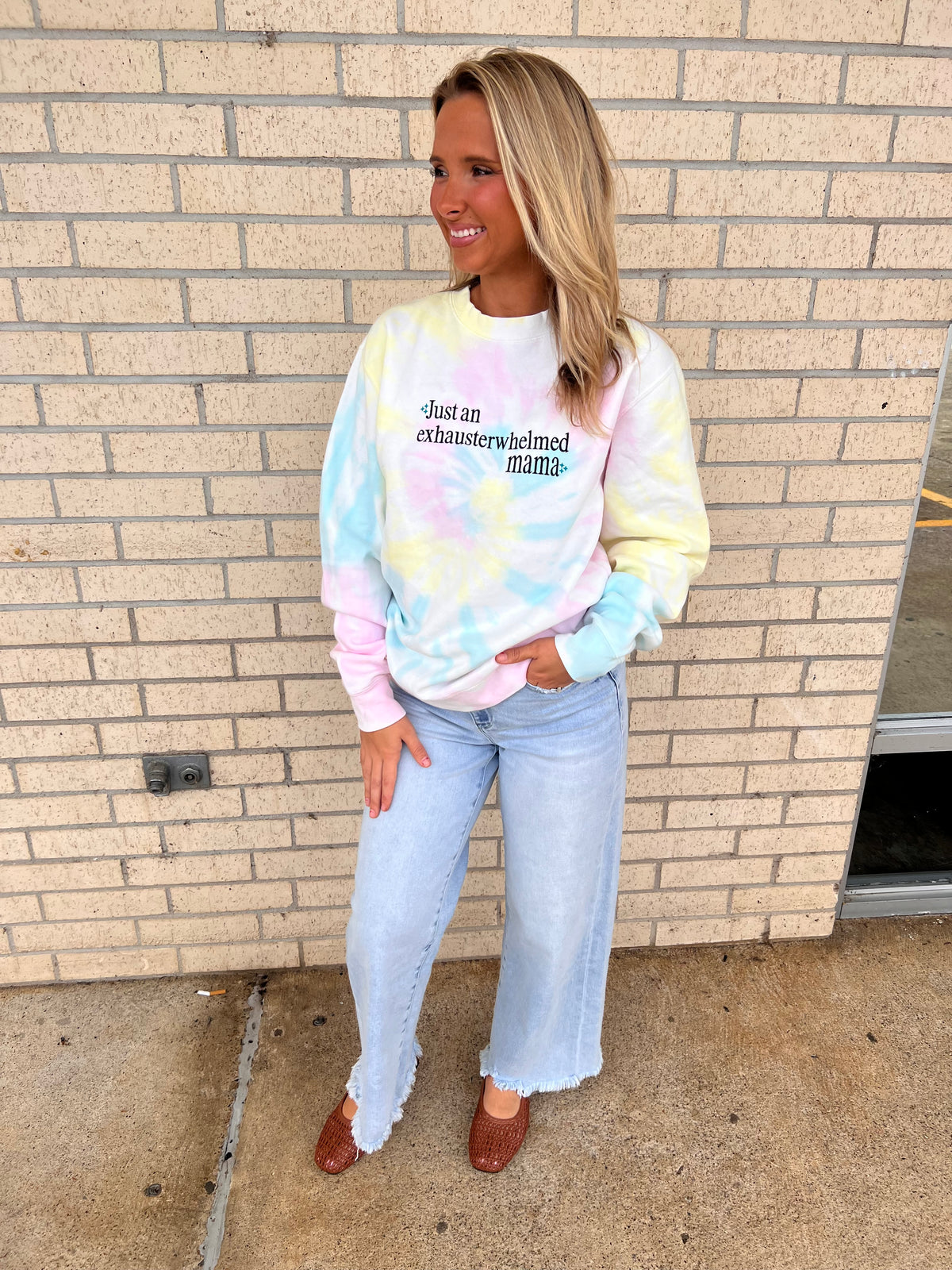 Exhausterwhelmed mama or sweatshirt embroidered