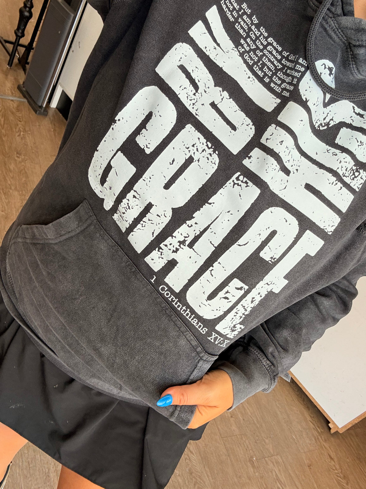 Saved by grace mineral wash hoodie