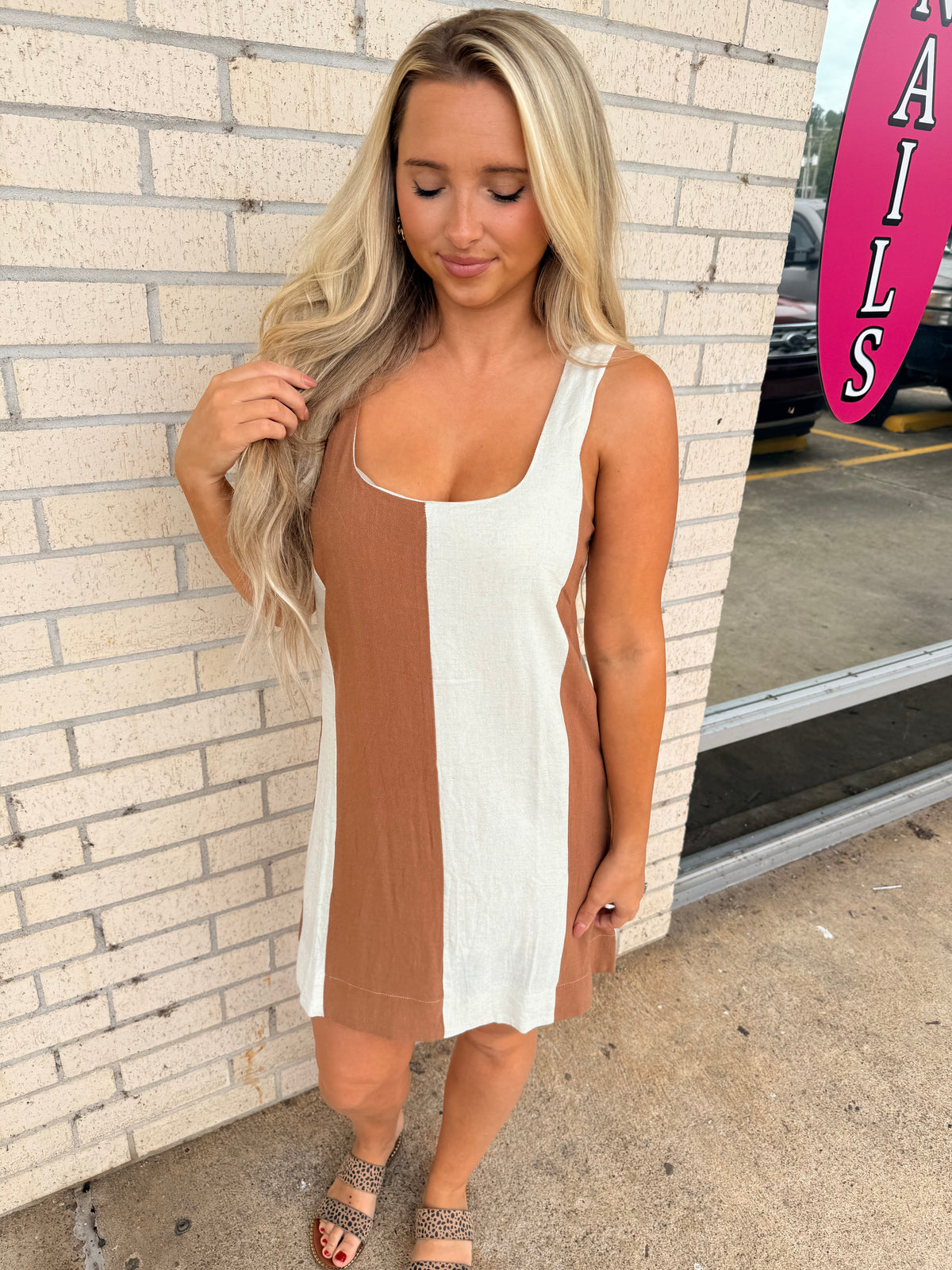 Denver Brown and White Stripe Dress