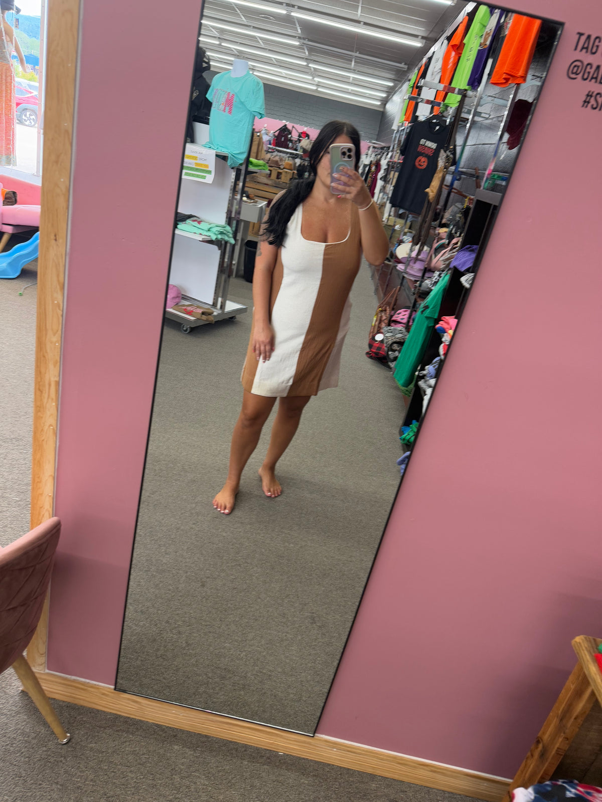 Denver Brown and White Stripe Dress