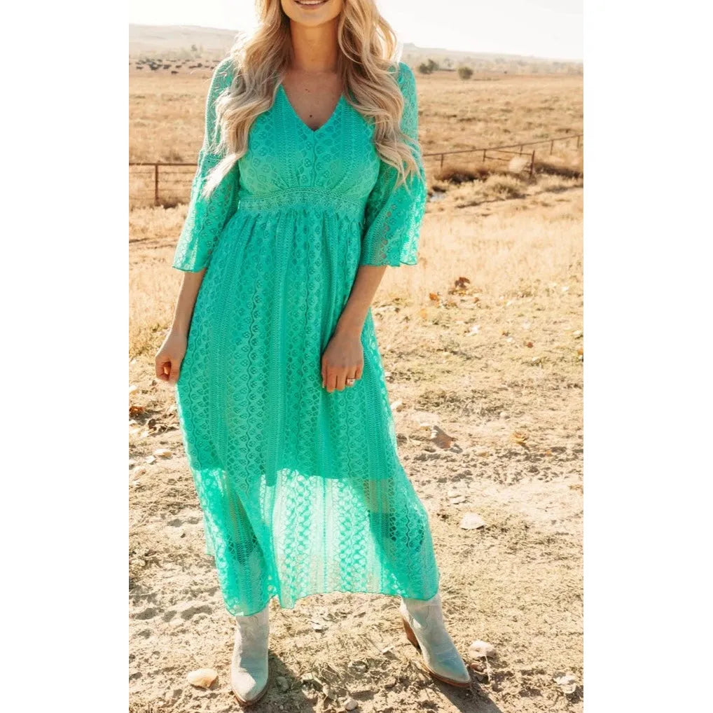 Teal Spring Georgia Maxi dress