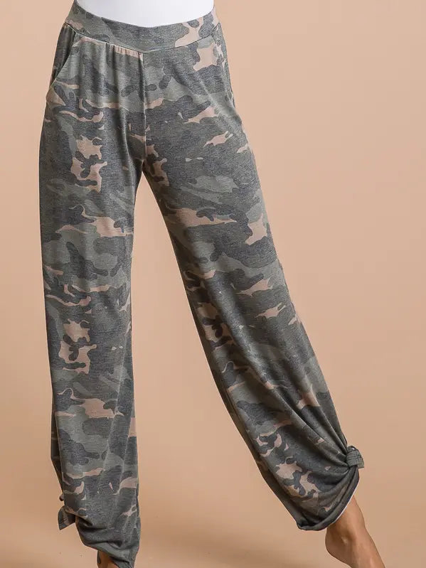 Camo Soft  Split Side Ankle Tie Pant