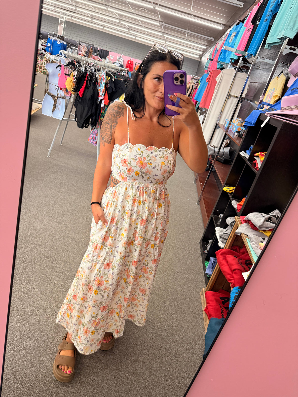 South Beach Floral Side Cut out Maxi Dress