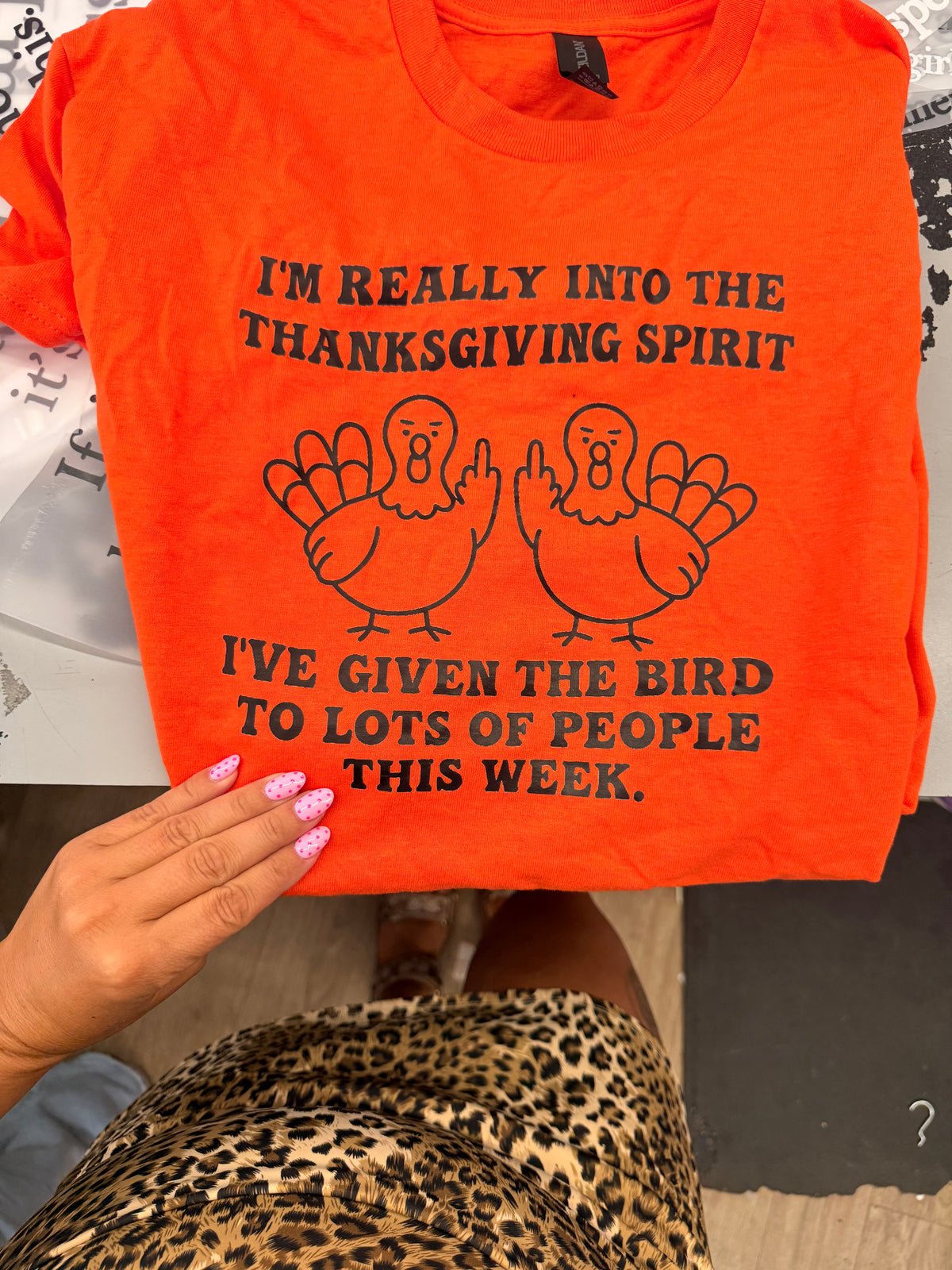 really in the thanksgiving spirit real turkey giving people the bird tee or sweatshirt