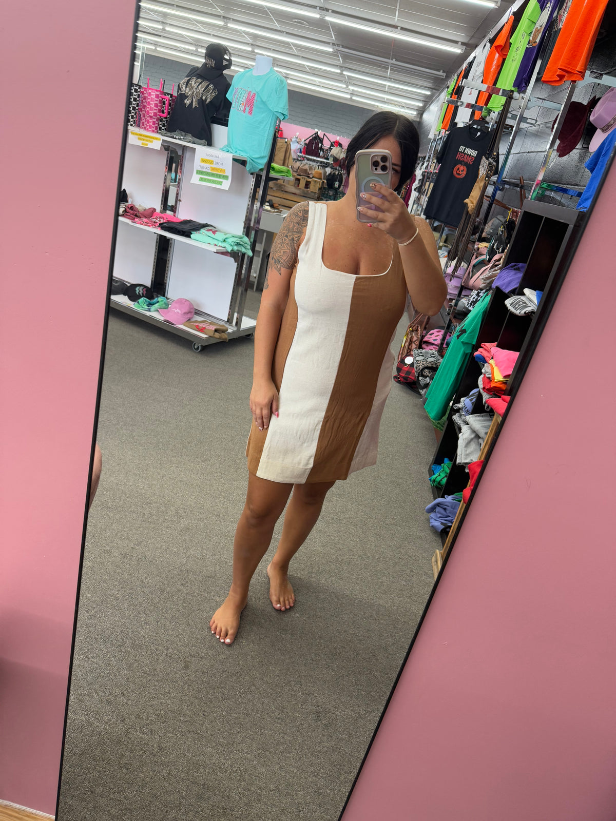 Denver Brown and White Stripe Dress