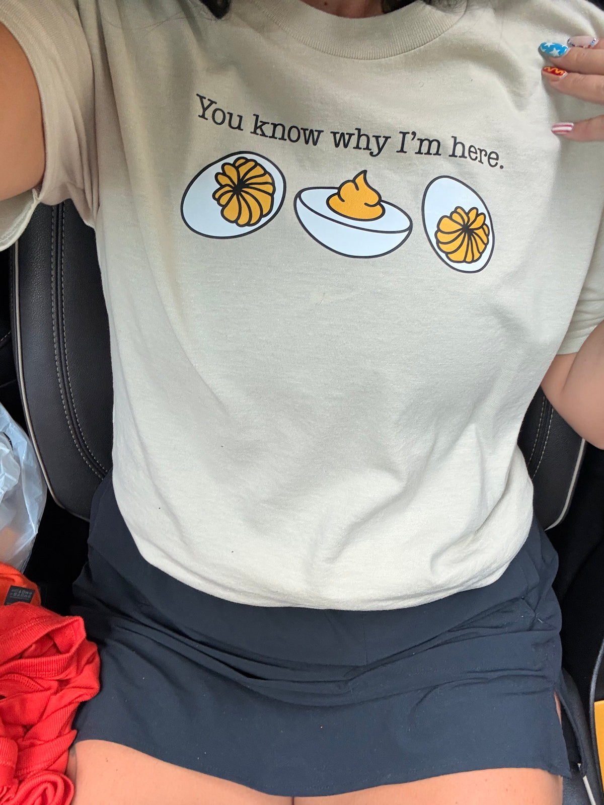 You know why I’m here deviled egg tee or sweatshirt