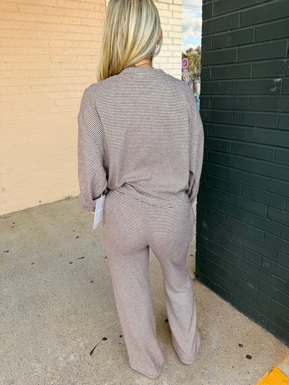Softest brown stripe pant top set
