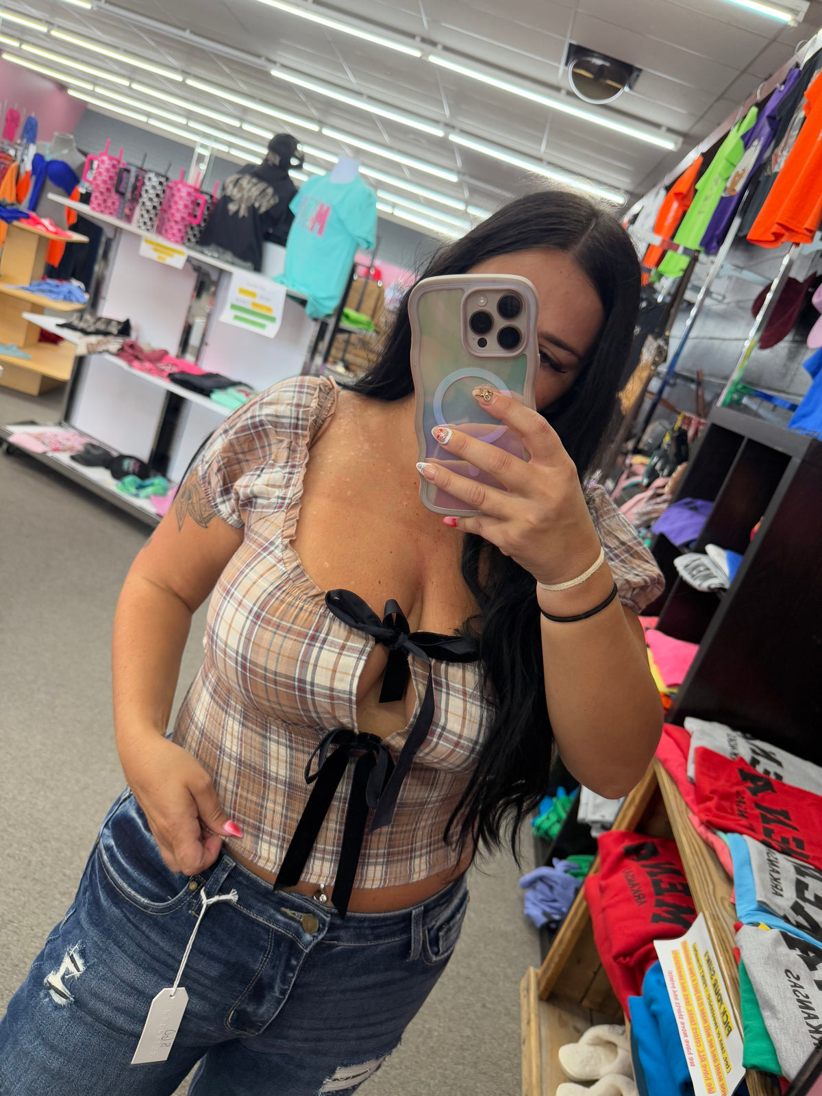 Aspen Plaid Fall Bow Top