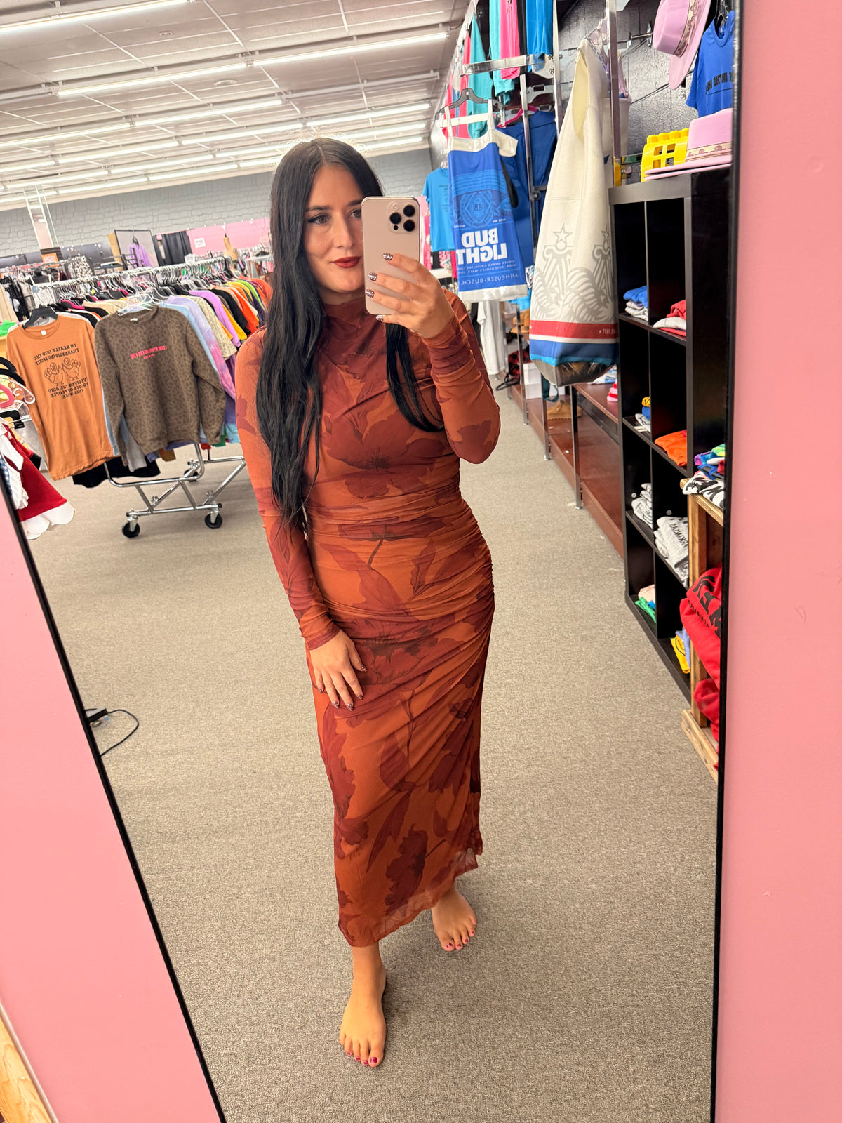 Gilmore floral rust fall dress