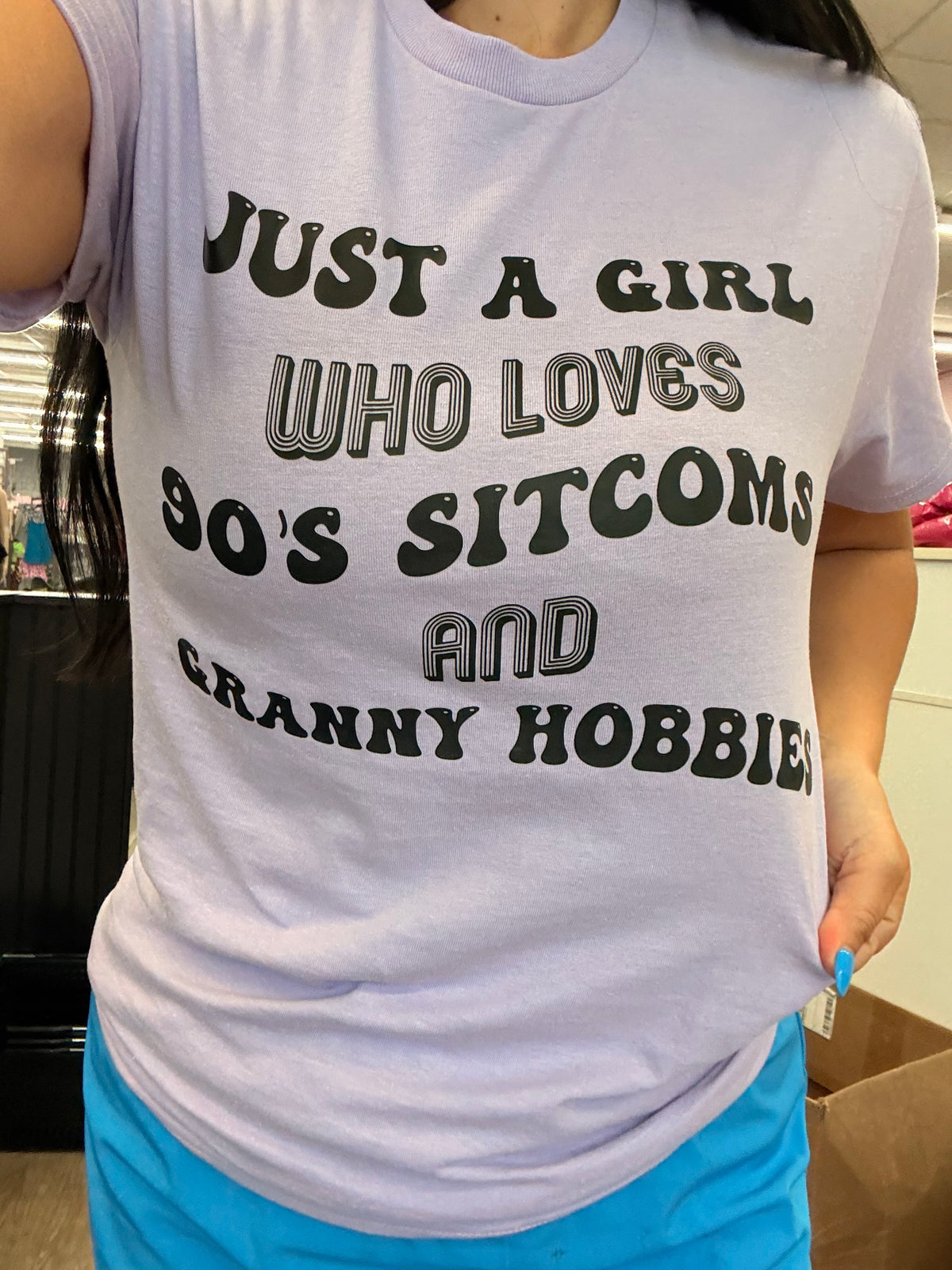 Just a girl who loves 90s sitcoms and granny hobbies tank, tee or sweatshirt