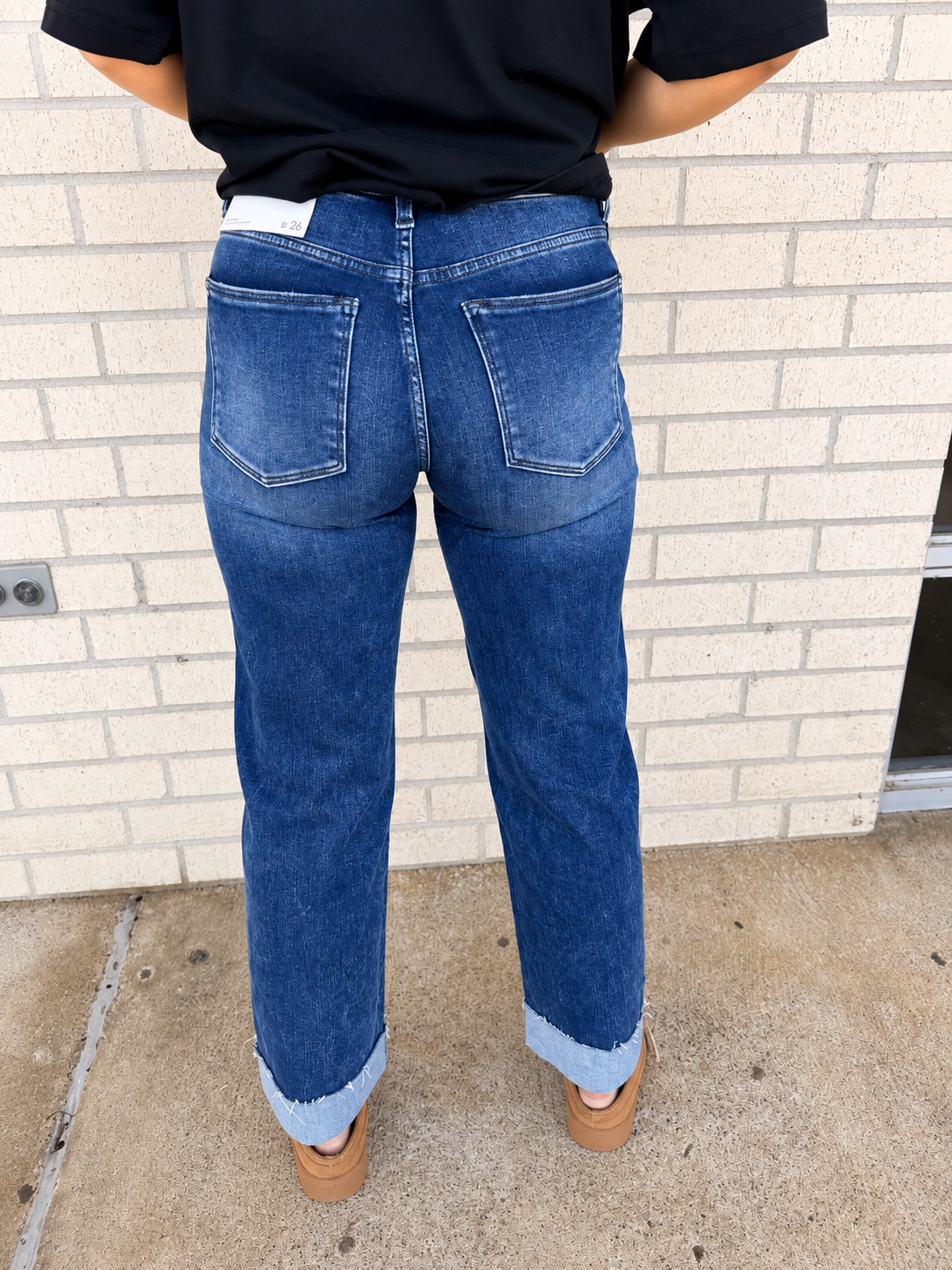 Dallas High Rise Stretch Wide Leg w/ Cuffed Hem Jeans