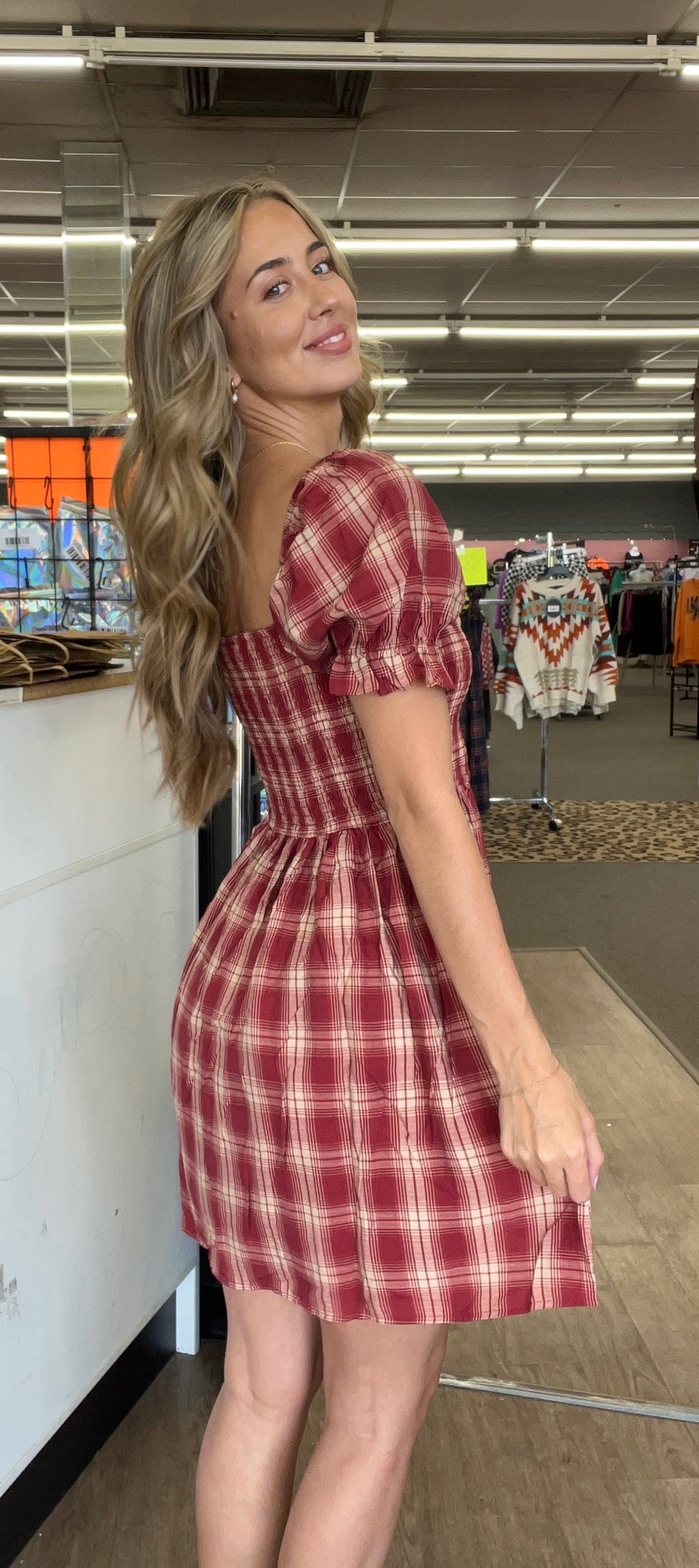 Rachel Red and Tan Plaid Dress