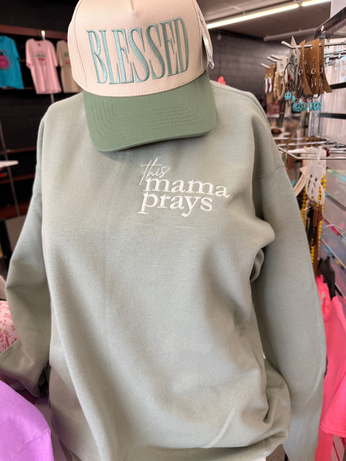 This mama prays embroidered Sweatshirt