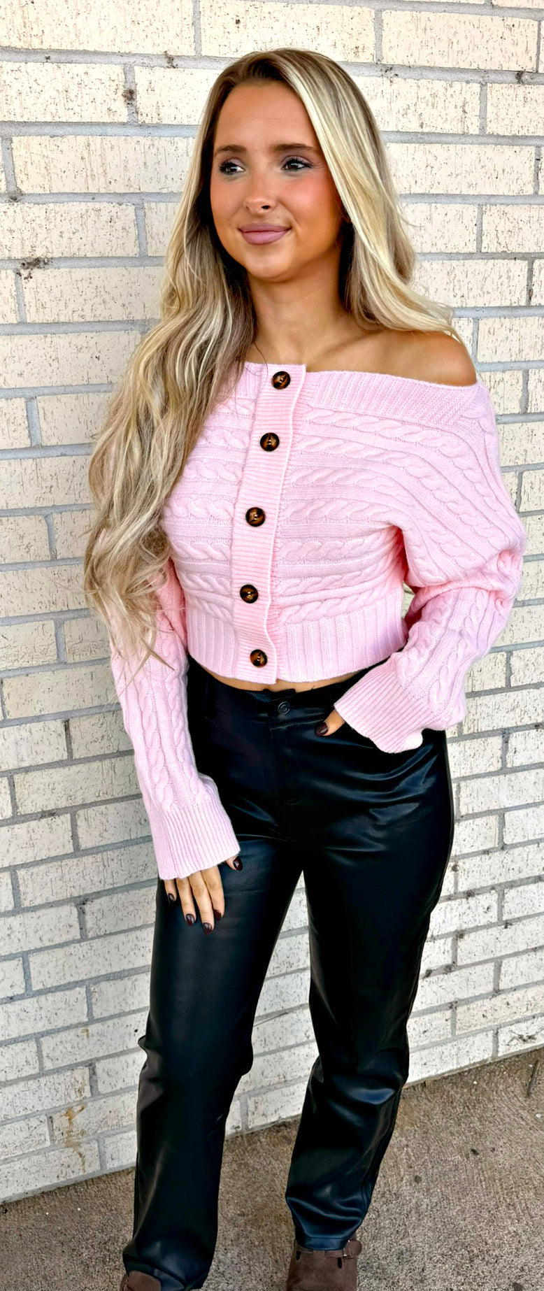 Valley Pink off shoulder sexy sweater