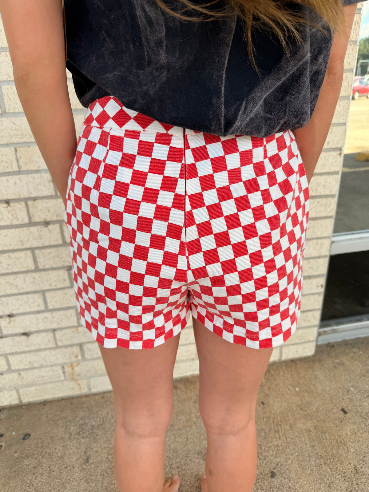 Red checkered Overlay Wrap Front Mini Skort