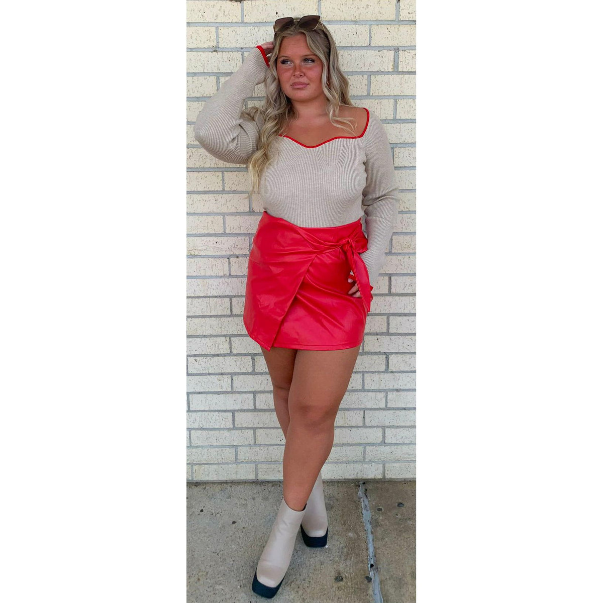 Layle Red Layla Red Crossover Skort - Wren Rae Clothing