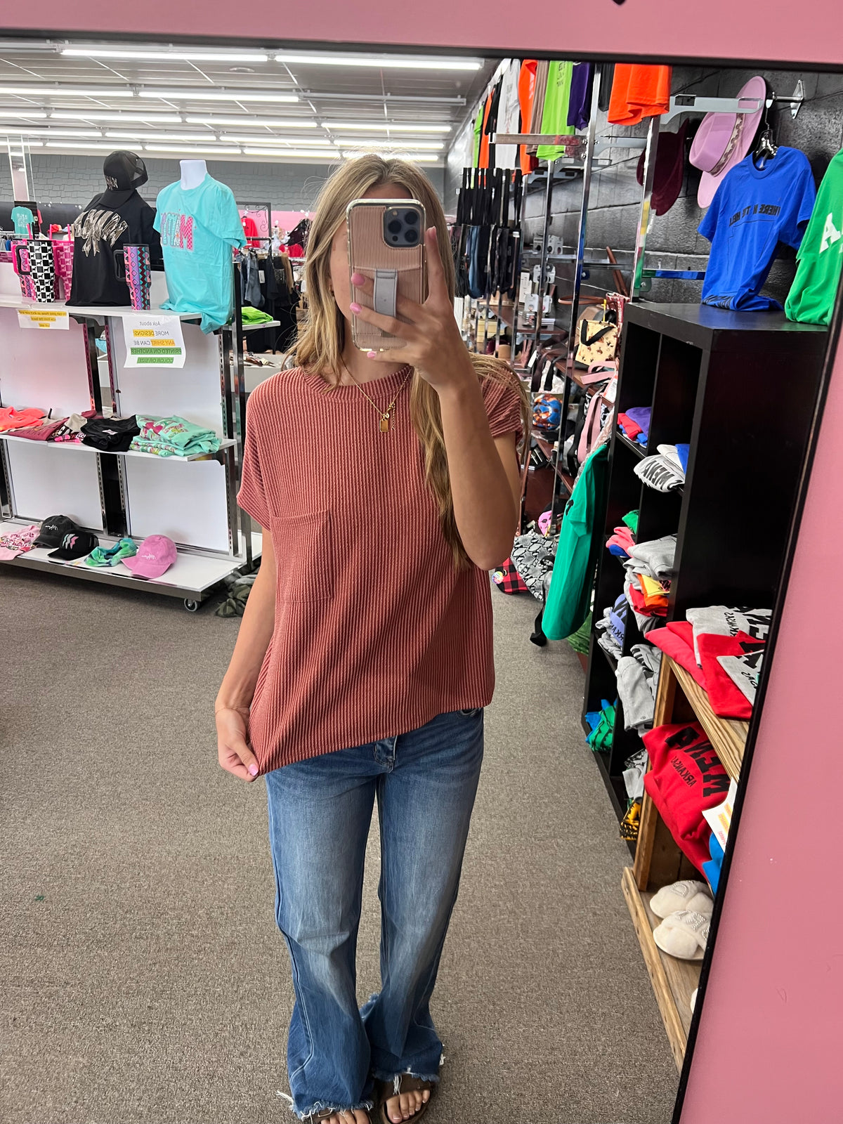 Rachel Rust Ribbed Top