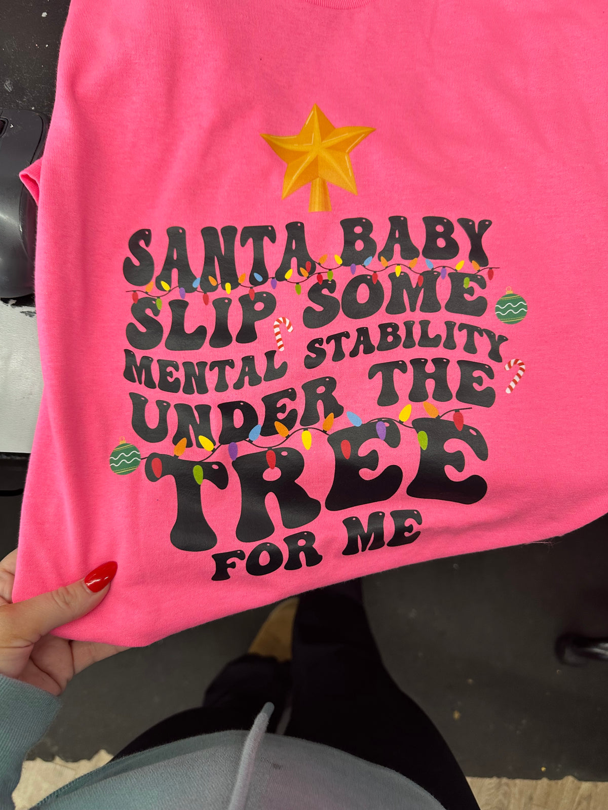 Mental stability under the tree Christmas tee or sweatshirt