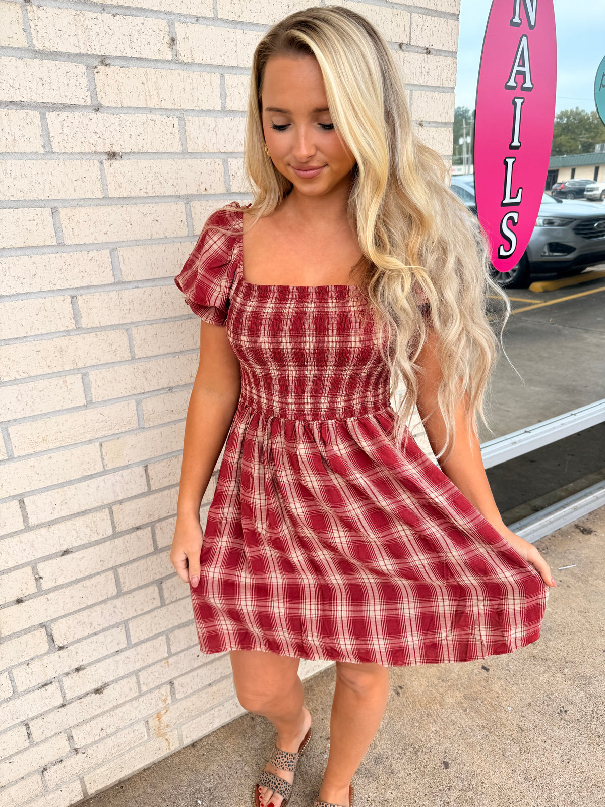 Rachel Red and Tan Plaid Dress
