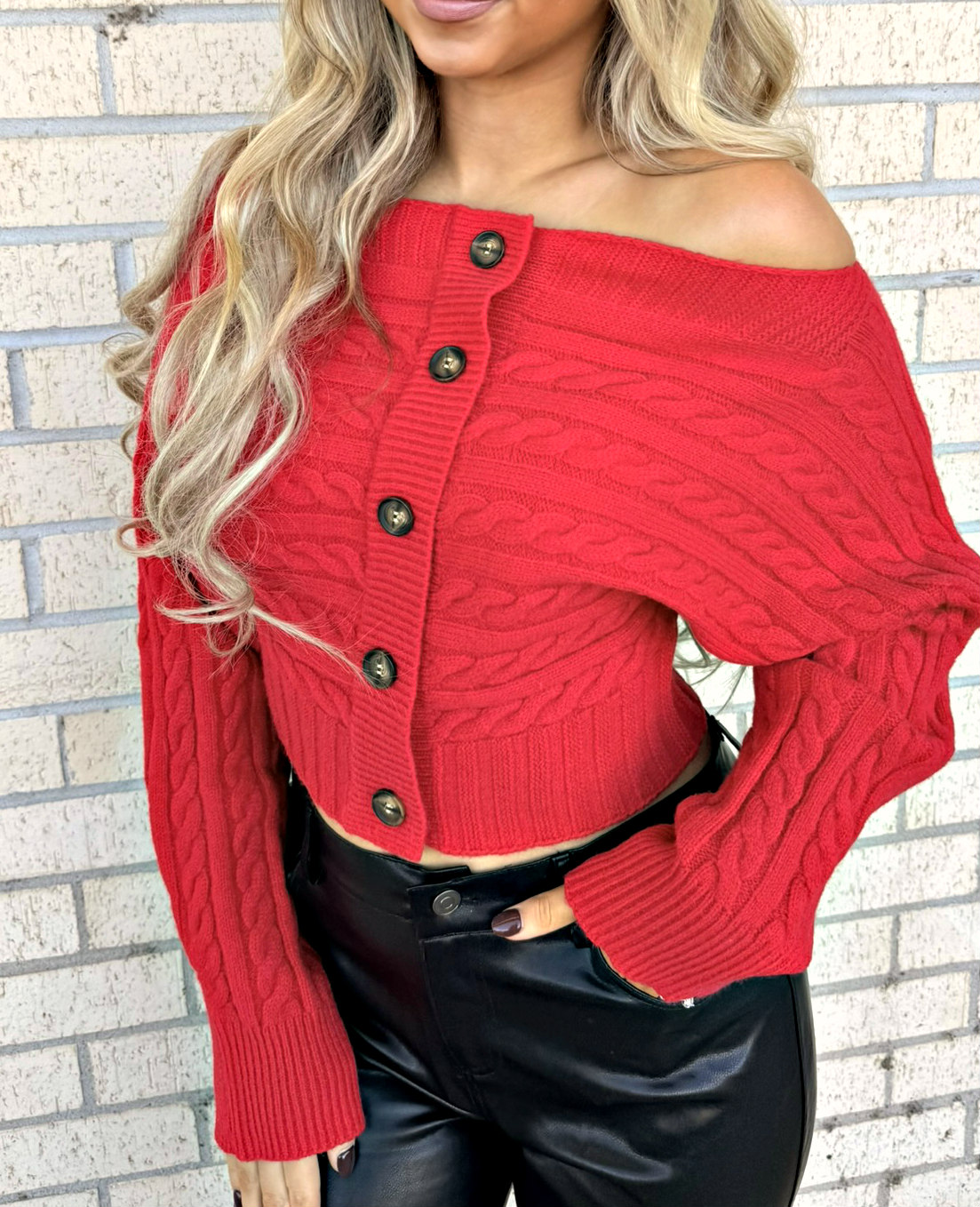 Sedona Red Off the Shoulder Sweater