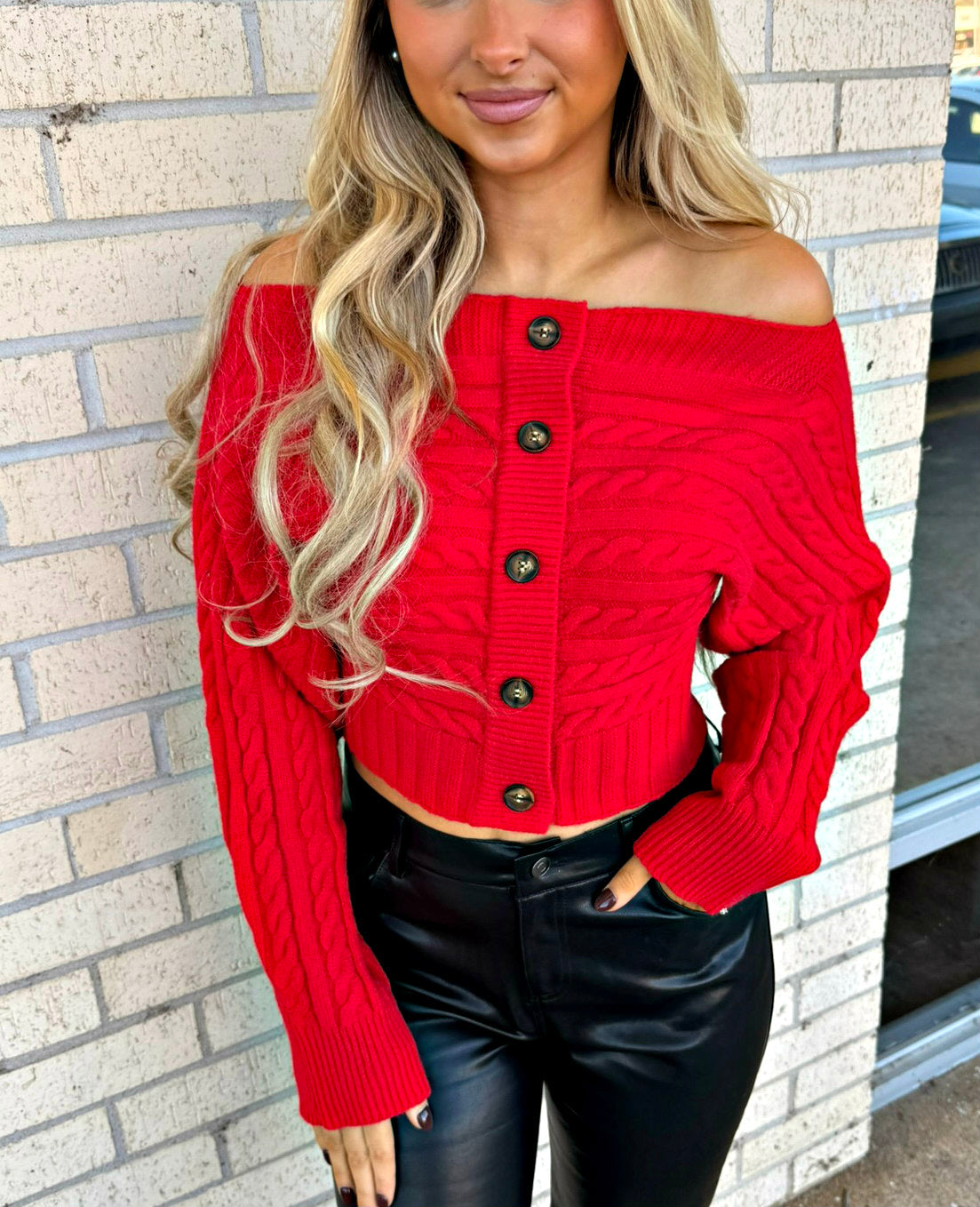 Sedona Red Off the Shoulder Sweater
