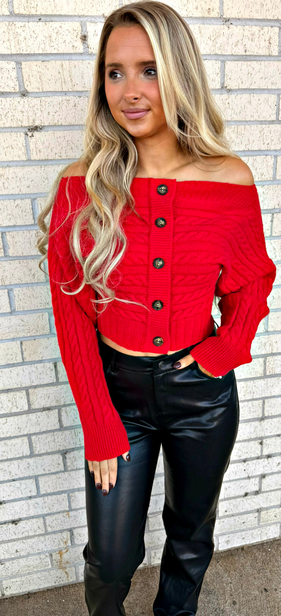 Sedona Red Off the Shoulder Sweater