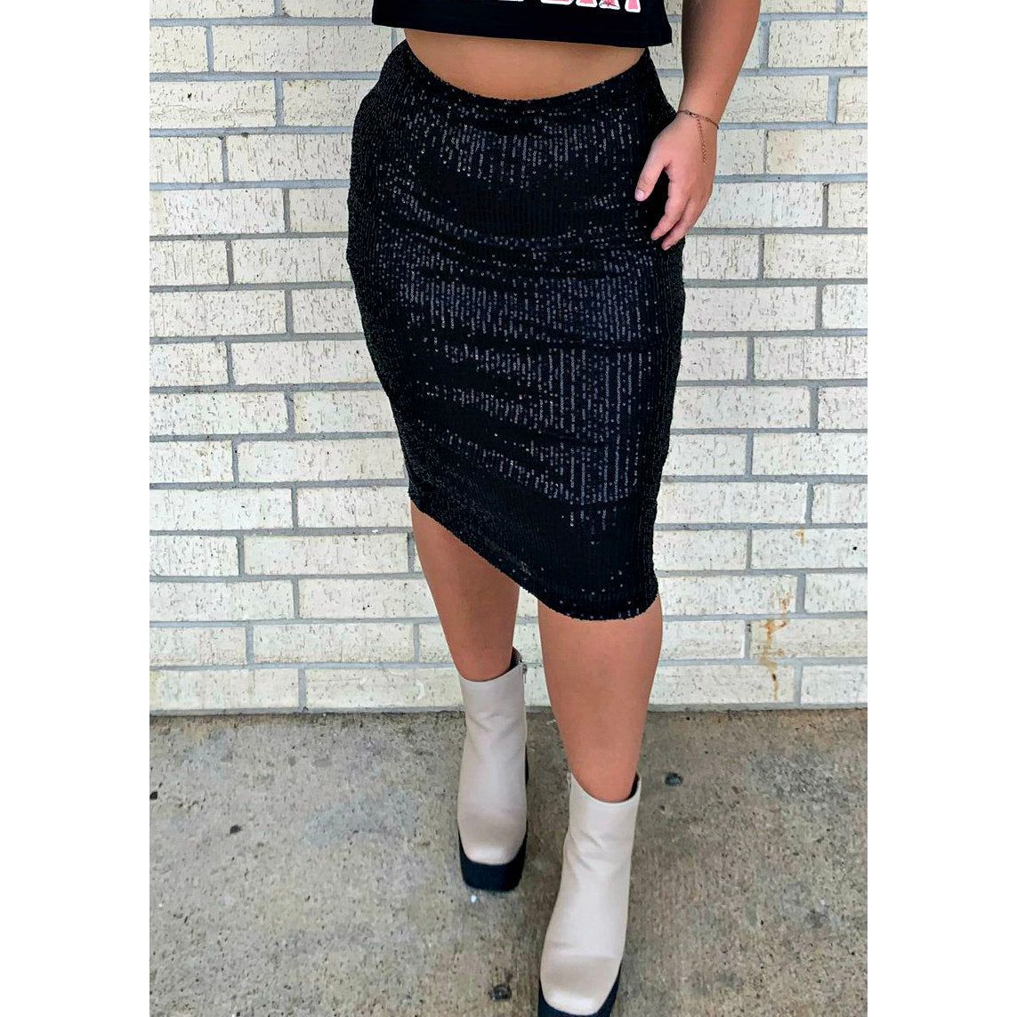 Classic Sequin Midi Skirt