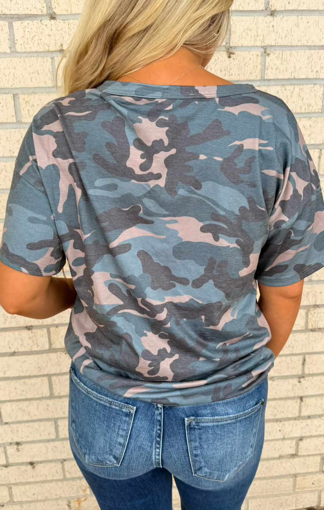 Camo Neck cut Top