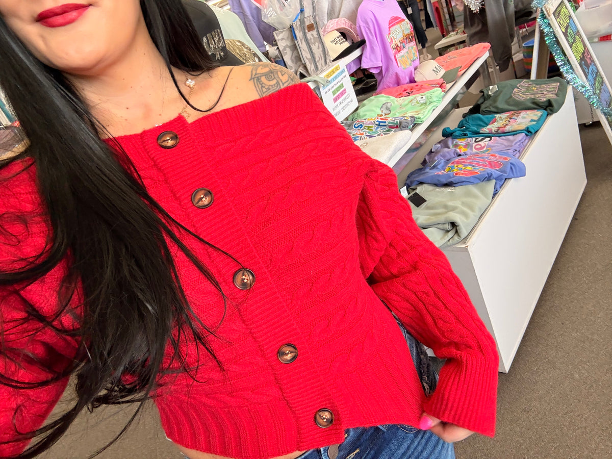 Sedona Red Off the Shoulder Sweater