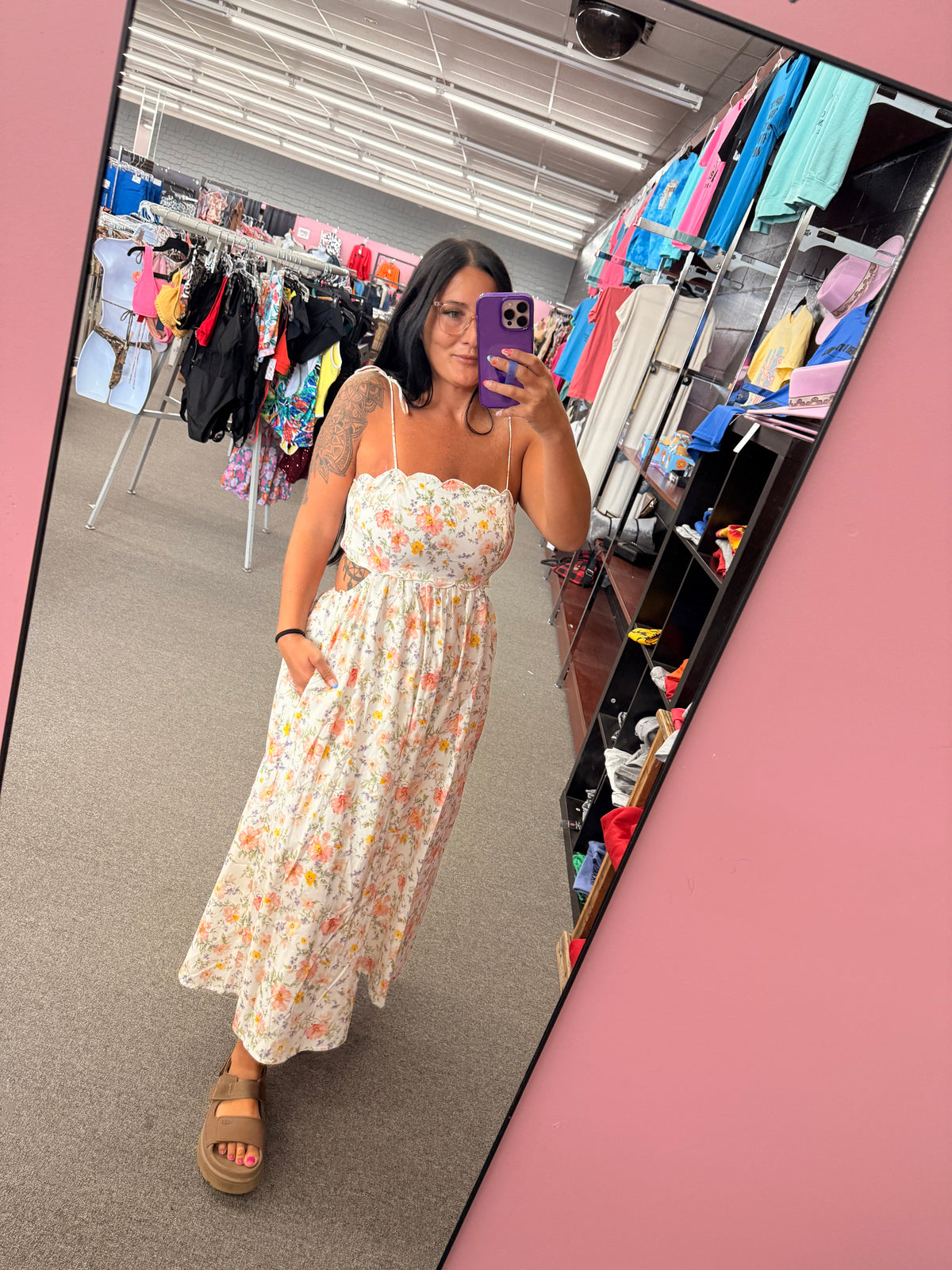 South Beach Floral Side Cut out Maxi Dress