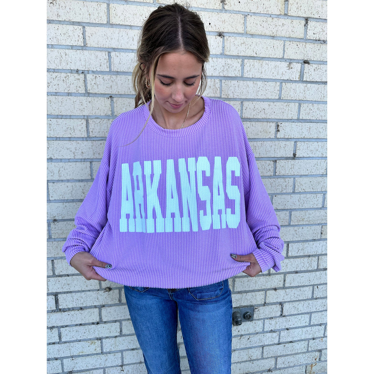 Arkansas Neon Lilac Corded Sweater