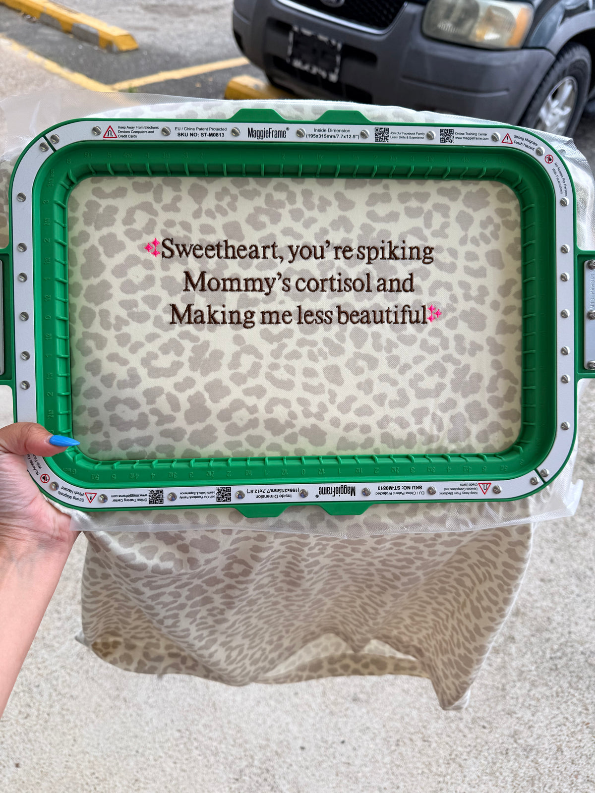 Spiking mommy’s cortisol tee or sweatshirt embroidered