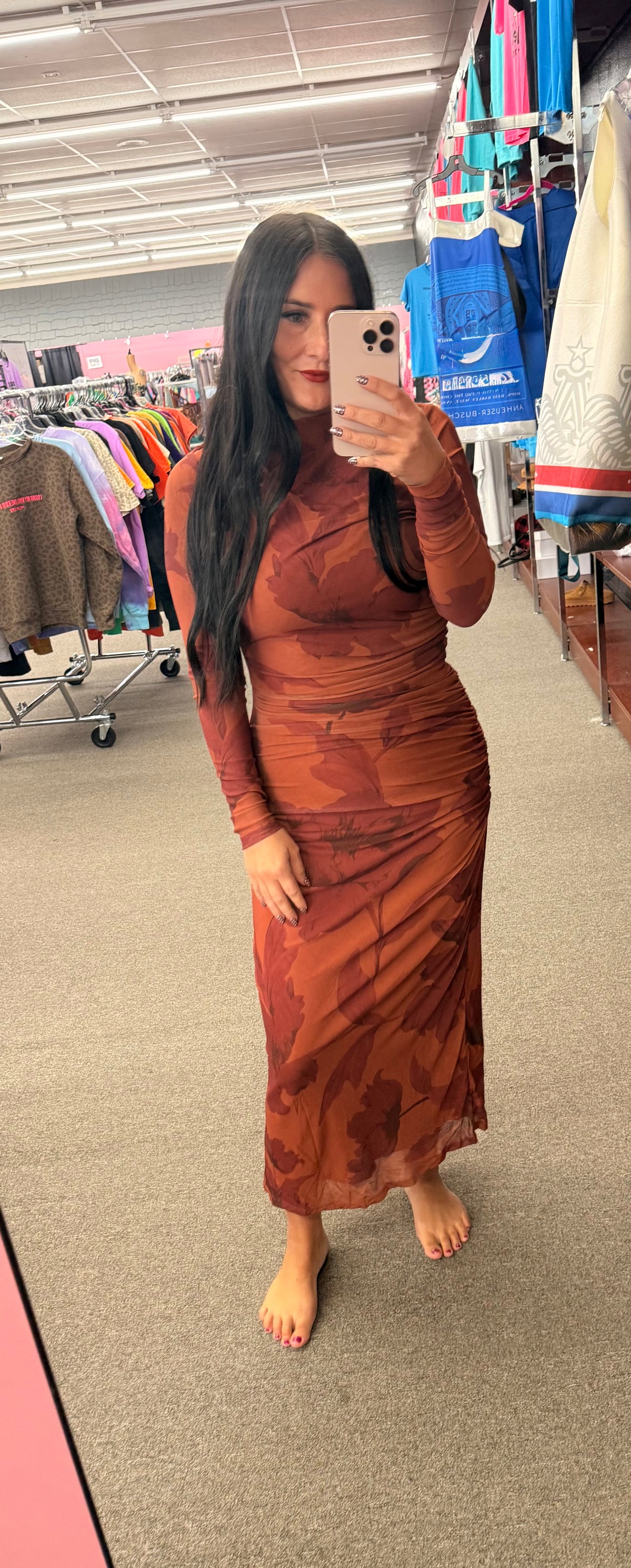 Gilmore floral rust fall dress