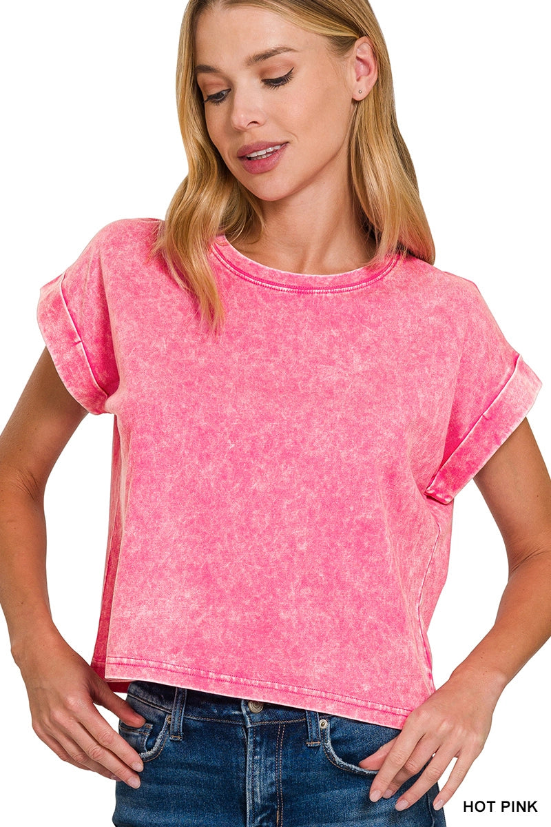 Sunny Side Mineral Wash Comfy Top ( lots of colors)