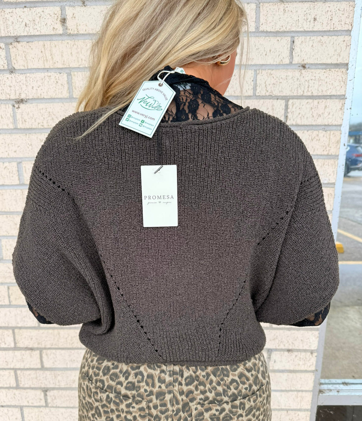 Brown Knit Sweater Top