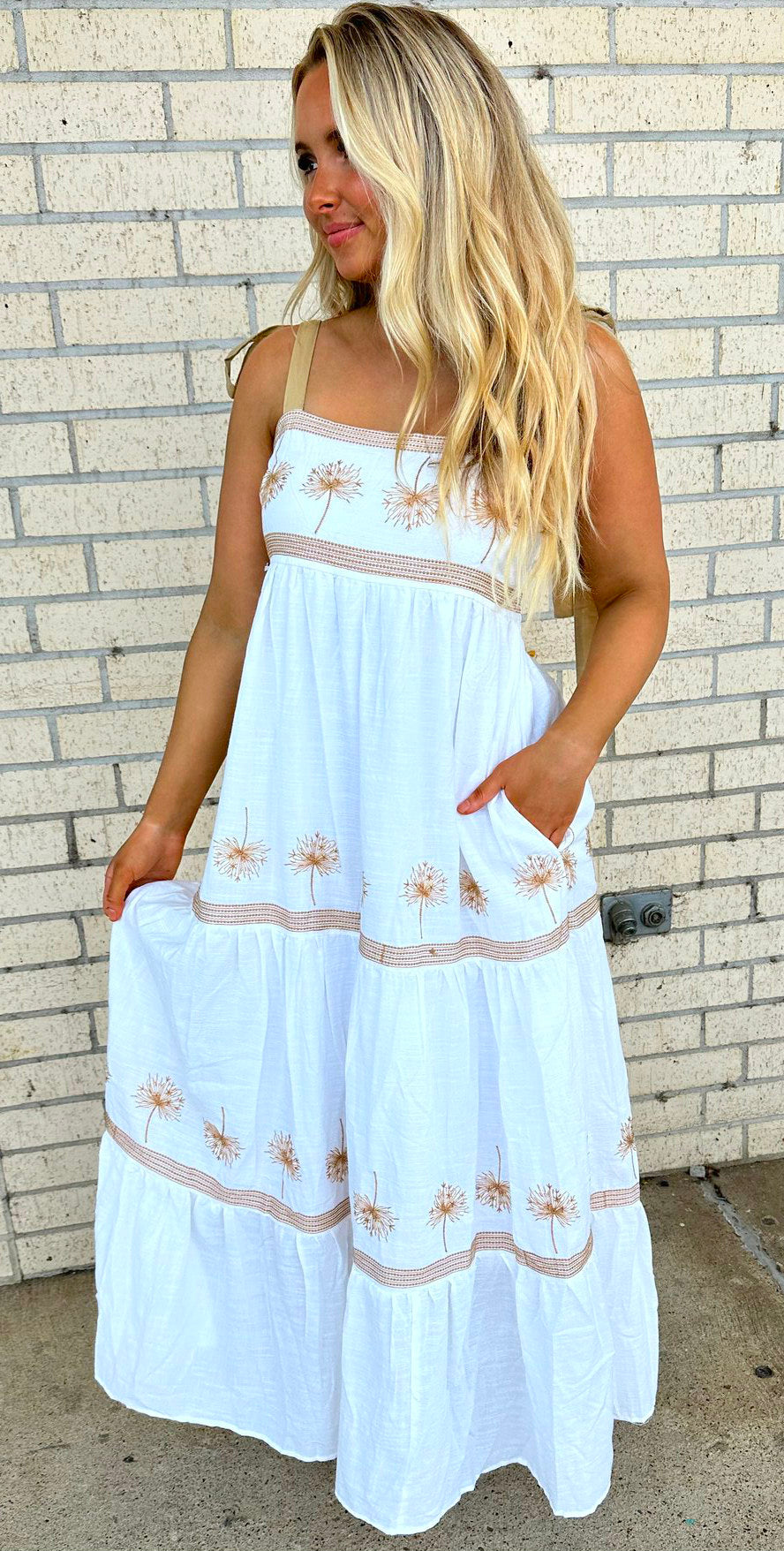 The Dandelion embroidered Maxi Dress