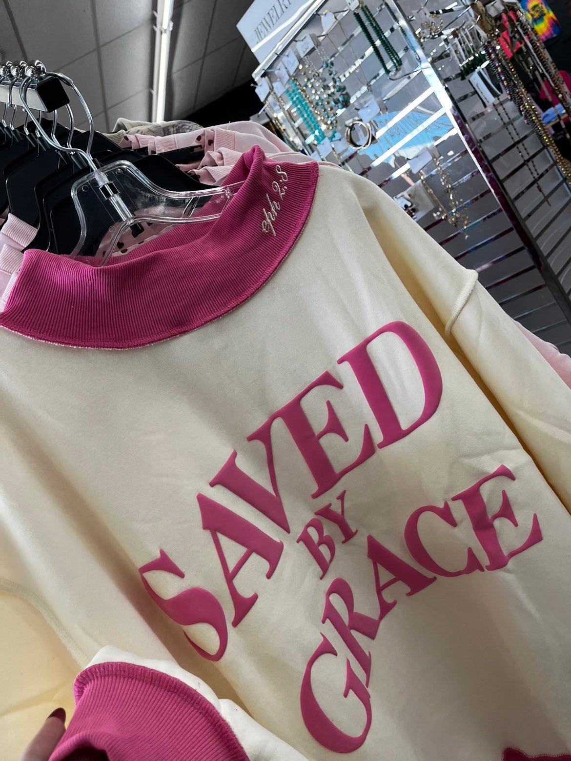 Saved by grace mock neck