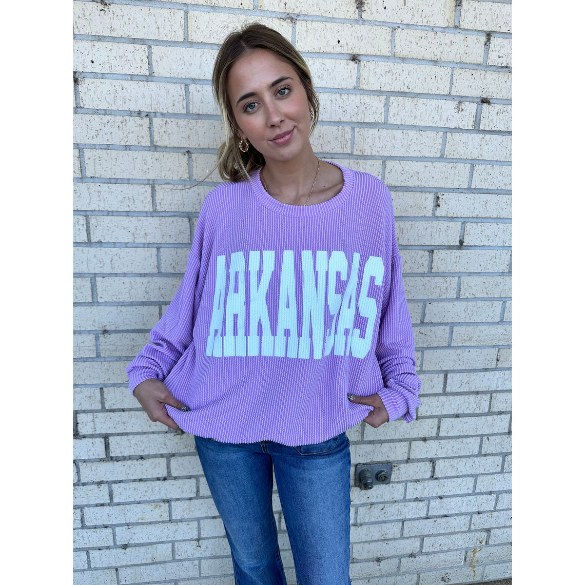 Arkansas Neon Lilac Corded Sweater