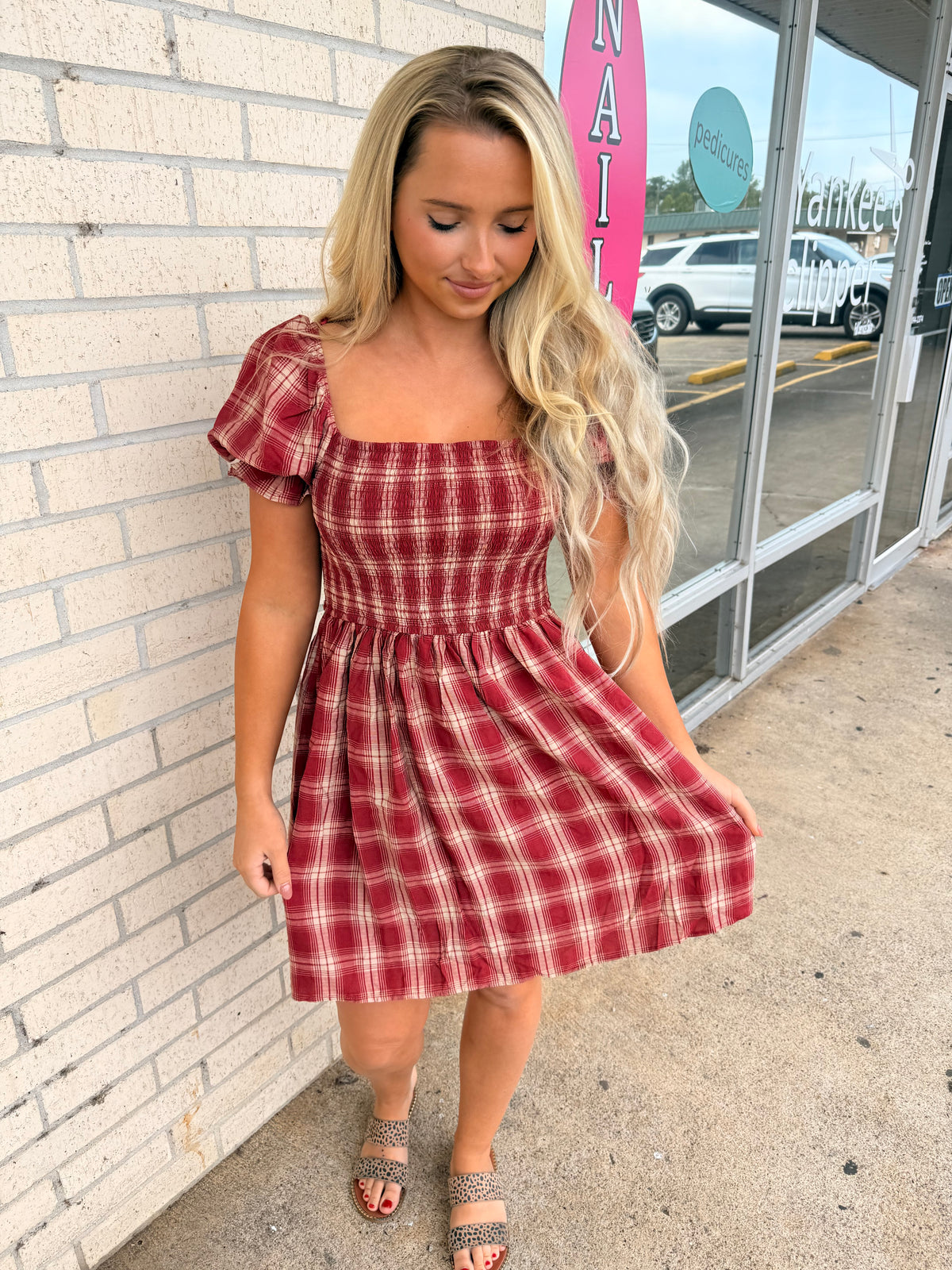 Rachel Red and Tan Plaid Dress