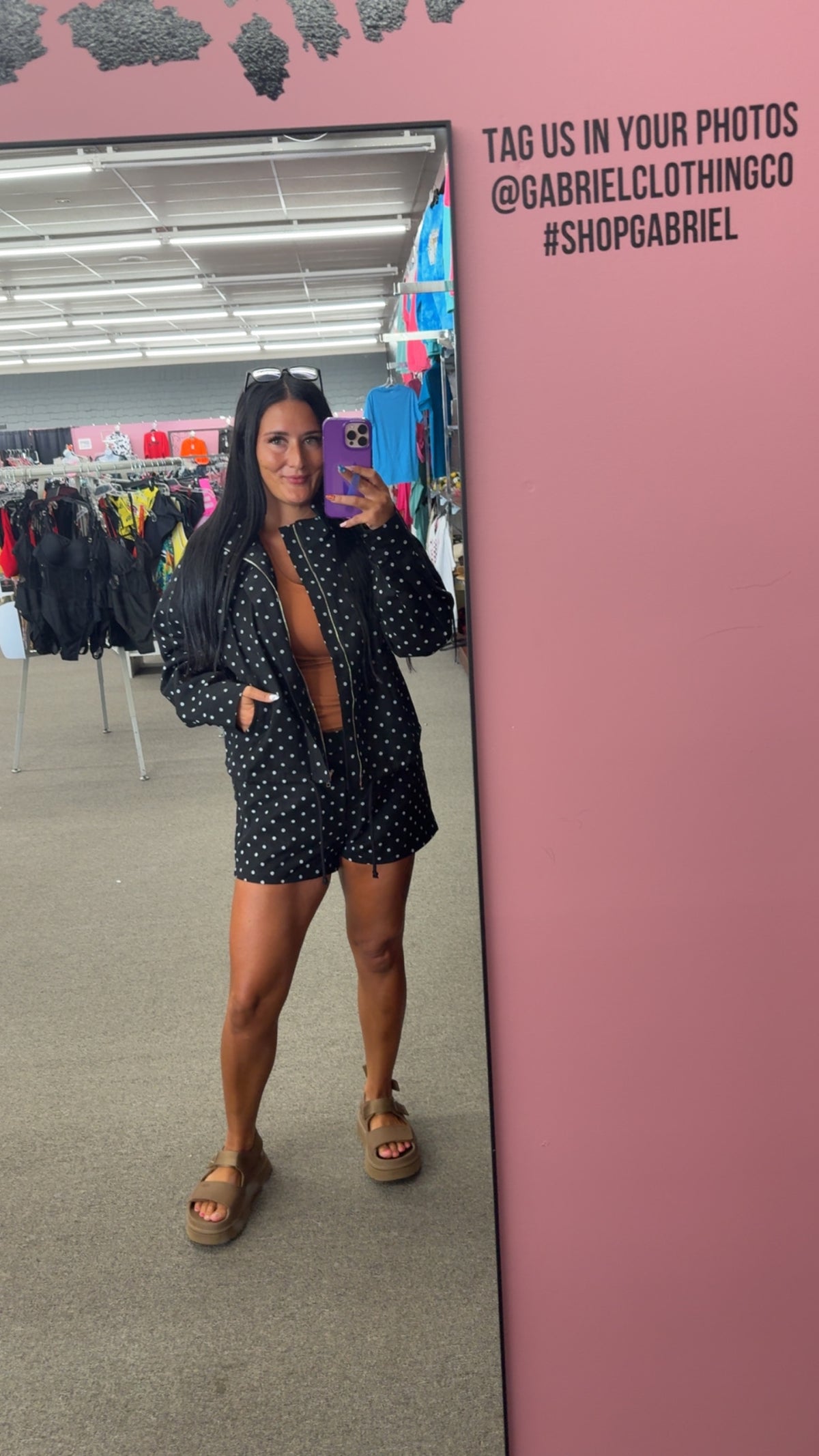Polka Dot Denim Jacket and Short Set