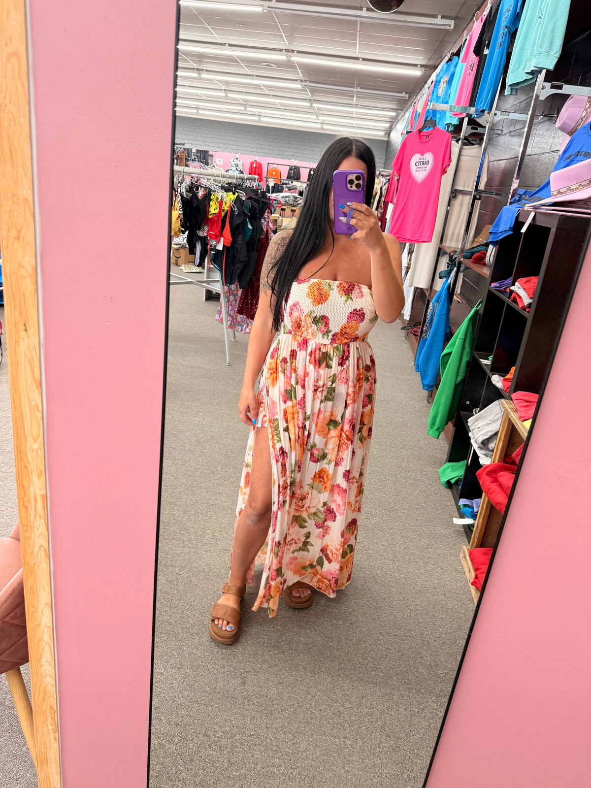 Santa Rosa Floral Pinks Beach Dress (With shorts)