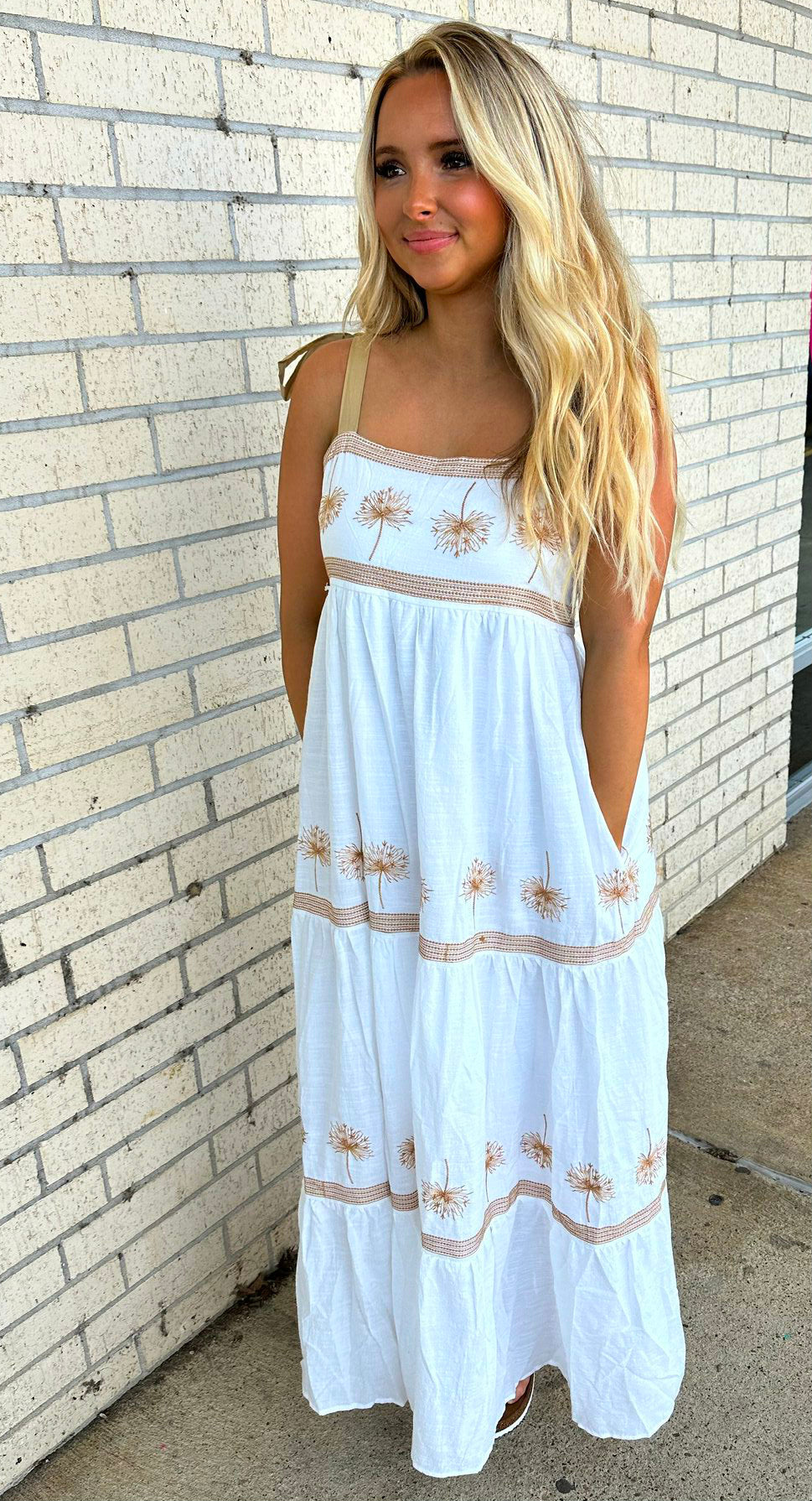 The Dandelion embroidered Maxi Dress