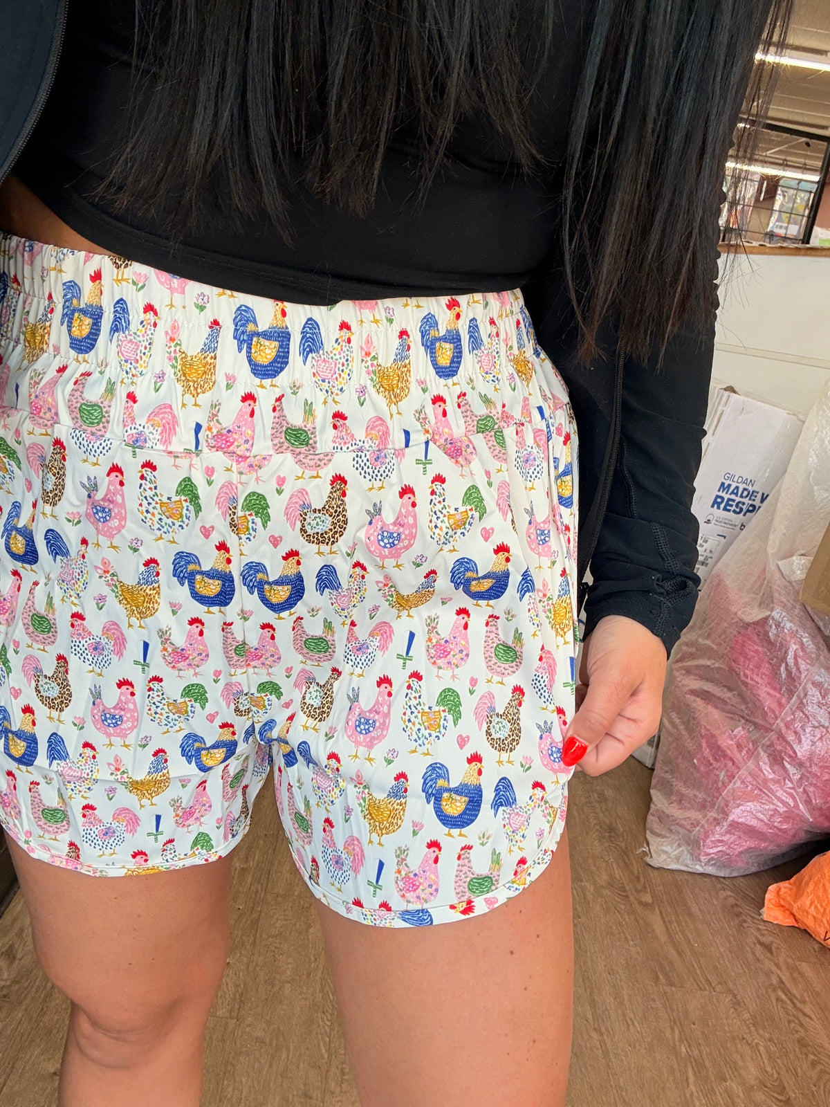 Chicken print shorts