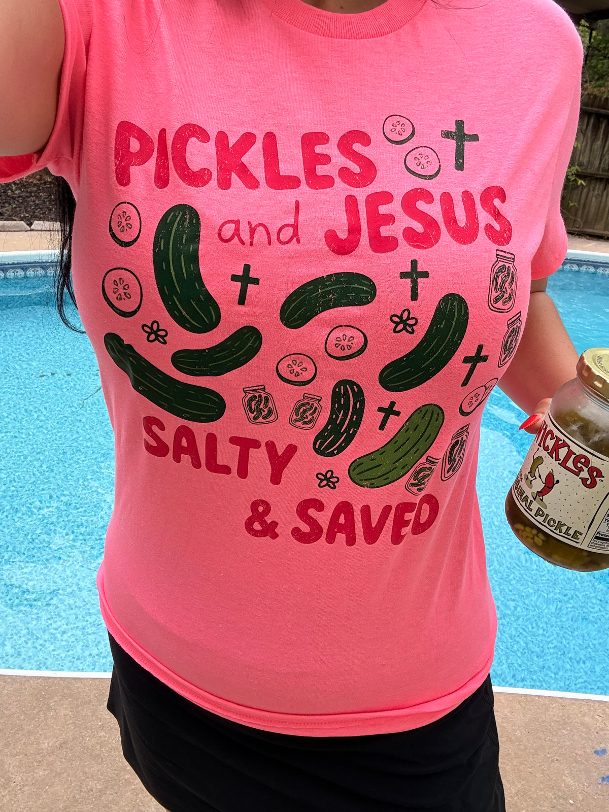 Pickles and Jesus Saved and Salty and Saved tank, tee or sweatshirt