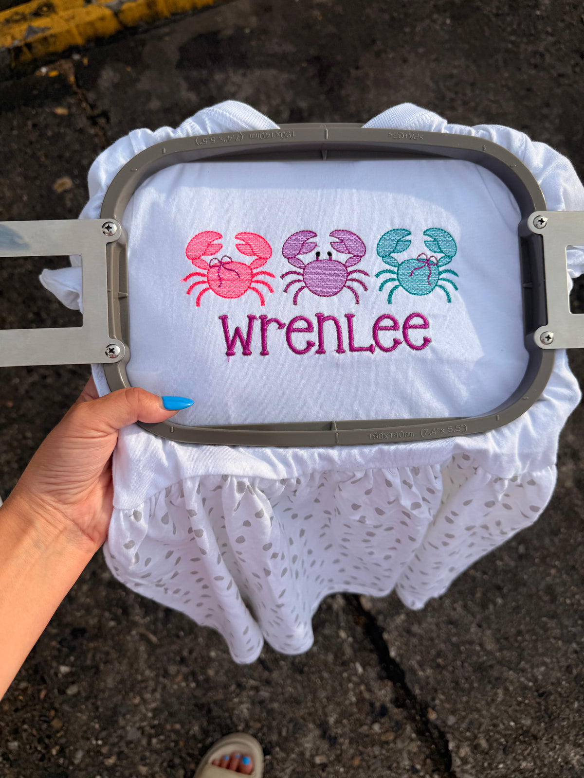 Kids/infant Dress or tee Crab Beach With Custom name embroidered