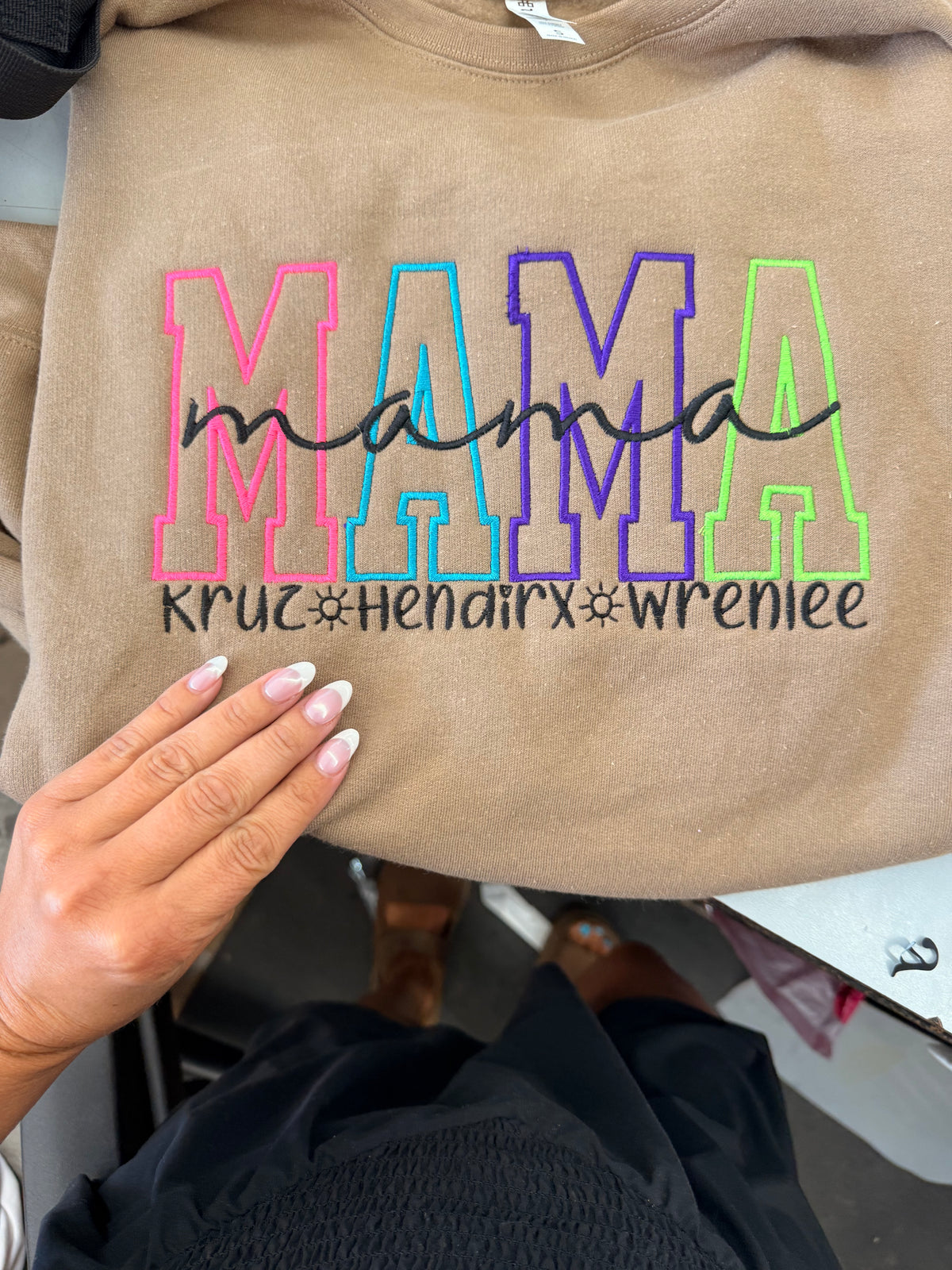 Mama, GIGI, AUNT ( OR ANY CUSTOM) tee or sweatshirt embroidery