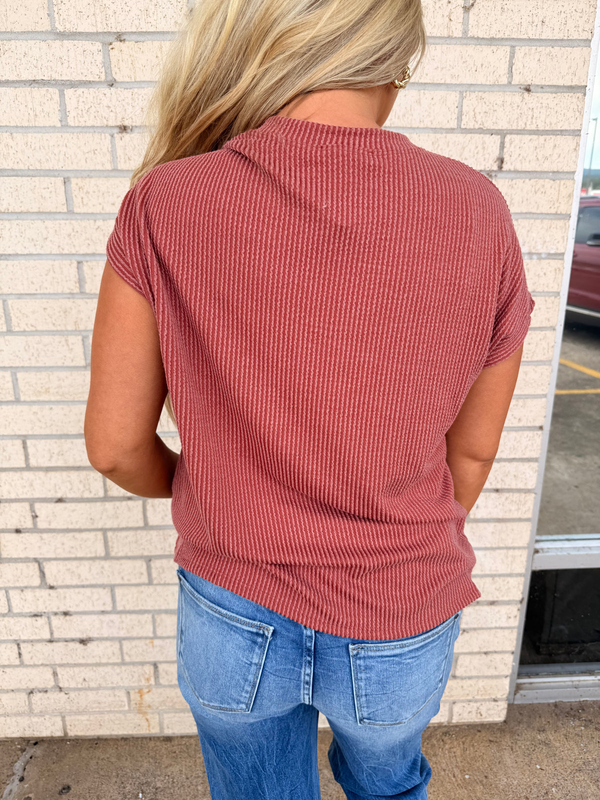 Rachel Rust Ribbed Top