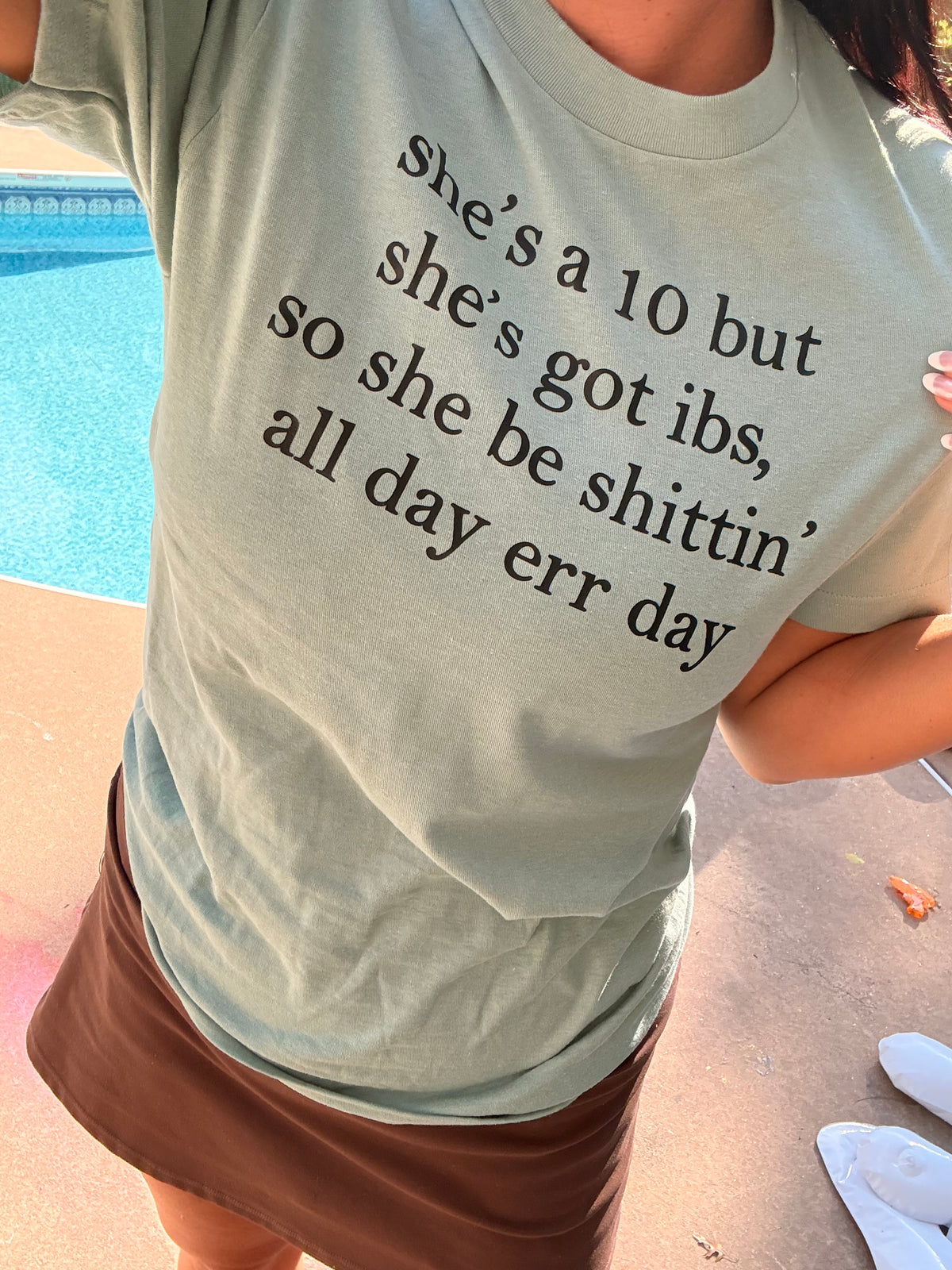She’s a 10 but she has ibs tank ,tee or sweatshirt
